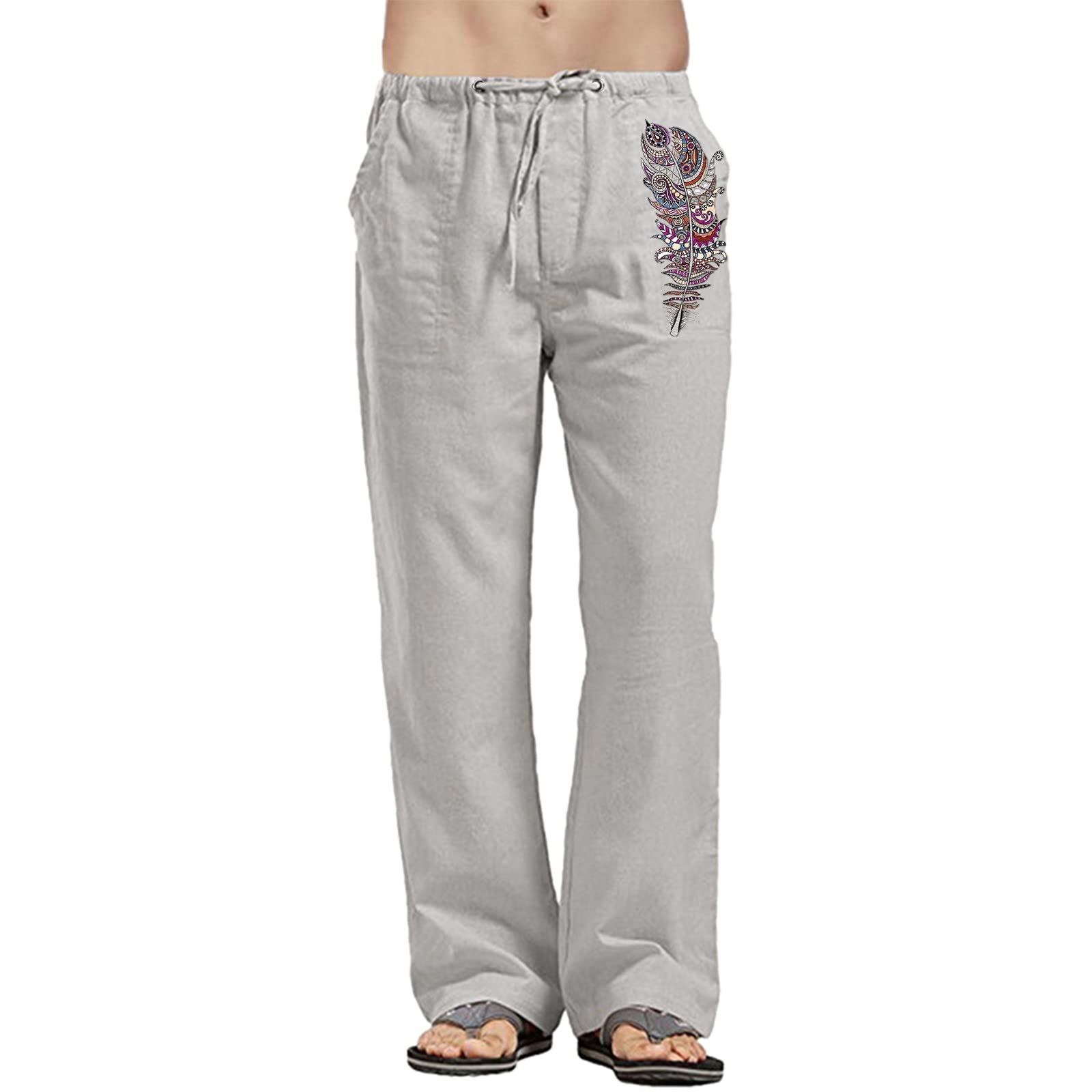 Men's Slim Fit Cargo Pants - Stretch Cotton Work Pants for Summer, Casual Solid Color Yoga Painting Pants | Perfect for Outdoor Work, Hiking & Everyday Wear