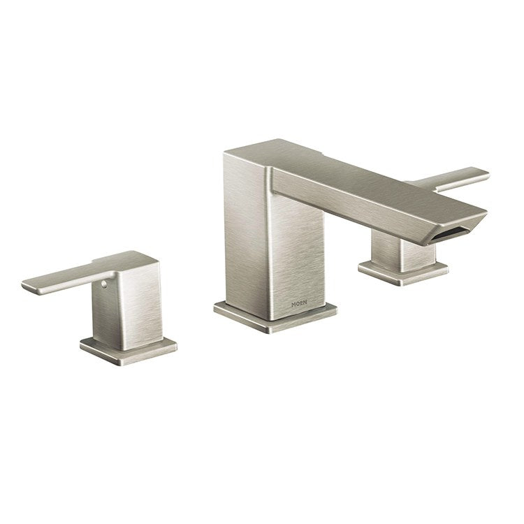 90 Degree Two Handle High Arc Roman Tub Faucet - Brushed Nickel Bathroom Faucet Without Handshower - Perfect for Luxury Bathtubs and Spa Bathrooms