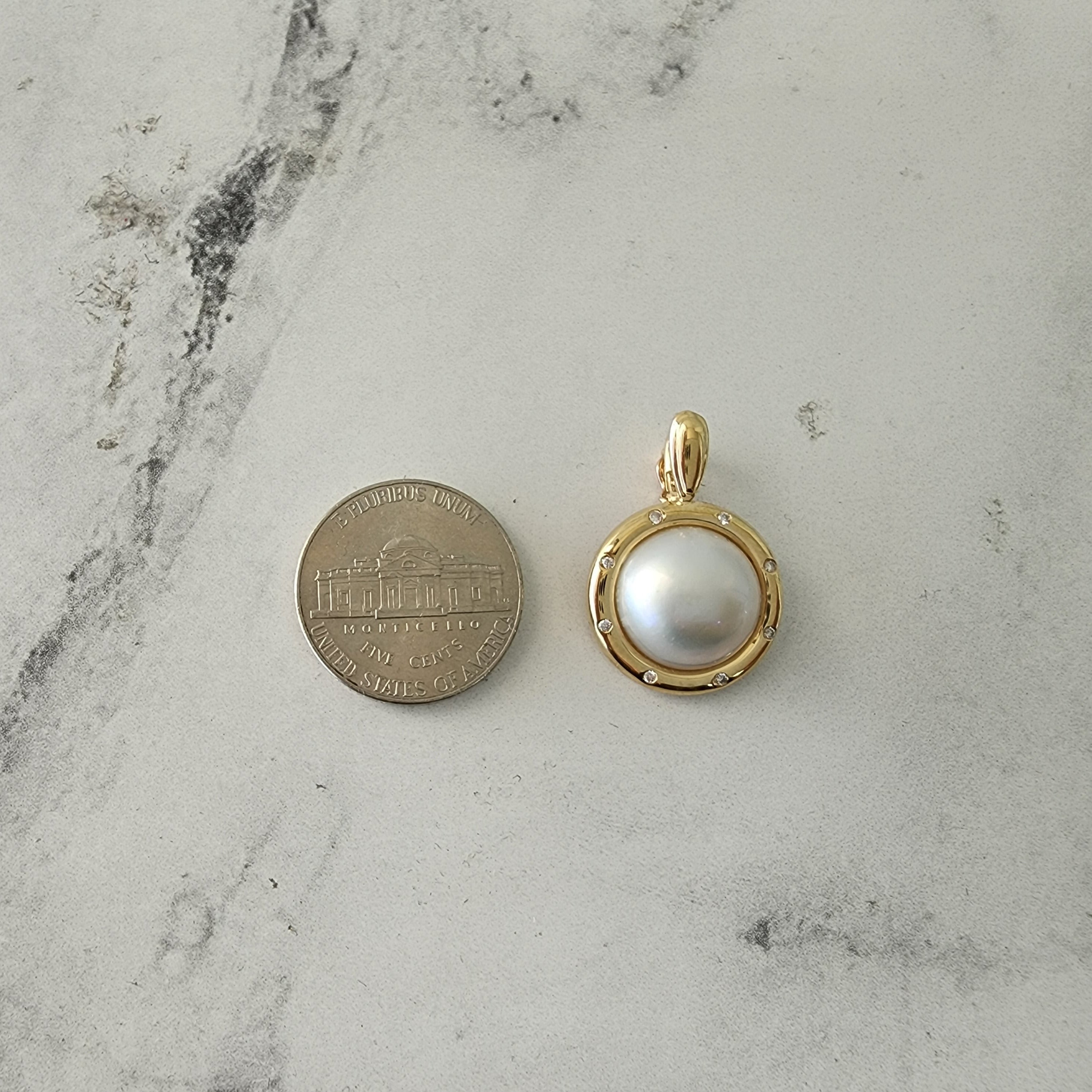 Elegant Mabe Pearl Necklace with Diamond Accents & Polished Bezel - Perfect for Weddings, Anniversaries & Special Occasions
