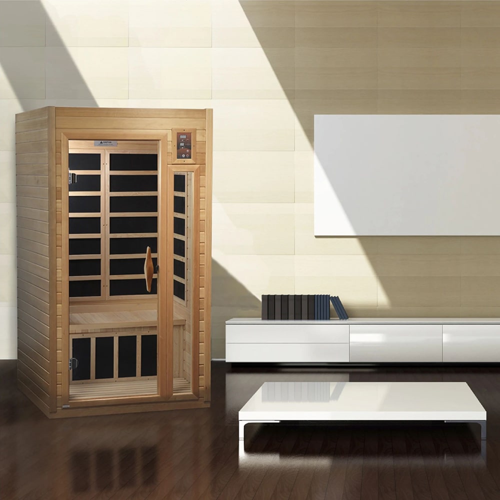 Golden Designs Geneva Elite 1-2 Person Near Zero EMF Infrared Sauna for Home Relaxation & Detox - Perfect for Small Spaces & Wellness Therapy