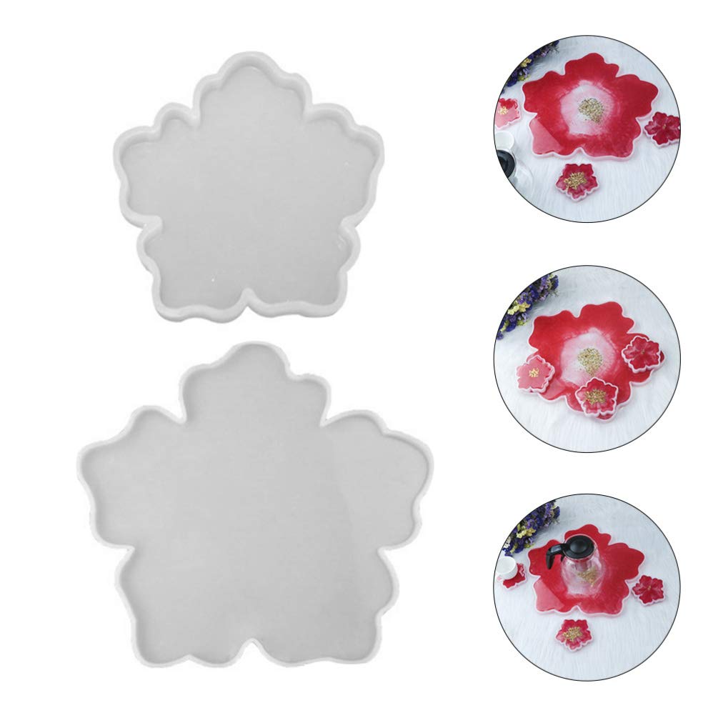 Hemoton 2-Piece Large Silicone Resin Coaster Molds for DIY Epoxy Casting - Perfect for Making Faux Agate Slice Coasters, Resin Trays, and Unique Home Decor Crafts (Great for Gifts, Table Settings, and Party Decorations)