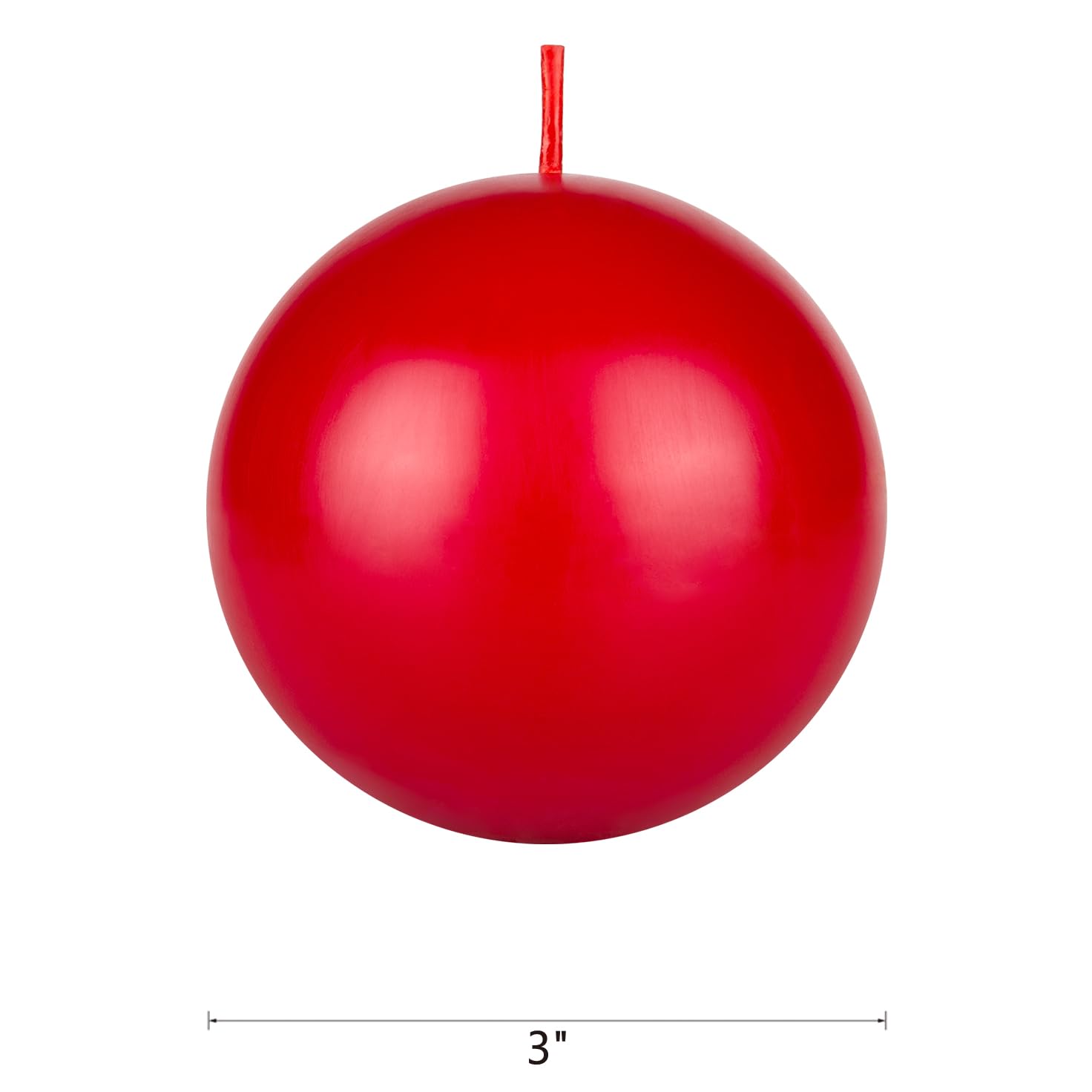 Premium Unscented Red Ball Candles 6-Pack - 3