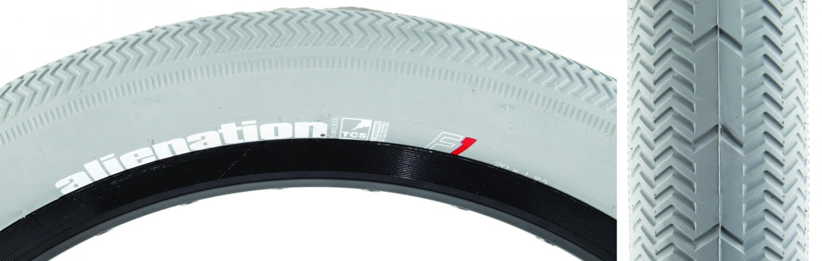 Alienation TCS F1 Tubeless Folding Bike Tire - 20x1.95, Dual Compound, 120TPI, Gray | High-Performance for Mountain & Road Biking, Commuting, Trail Riding