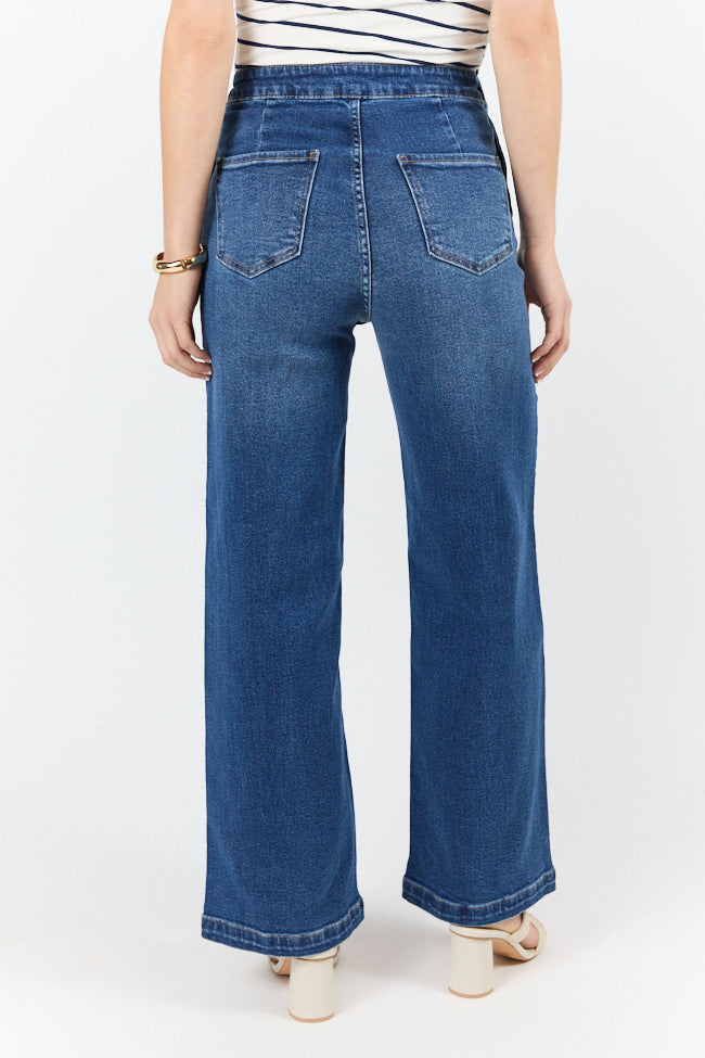 Sailor Medium Wash Wide Leg Jeans for Women - High Waist Comfort Denim Pants - Casual & Trendy Outfit for Everyday Wear, Street Style, and Weekend Looks
