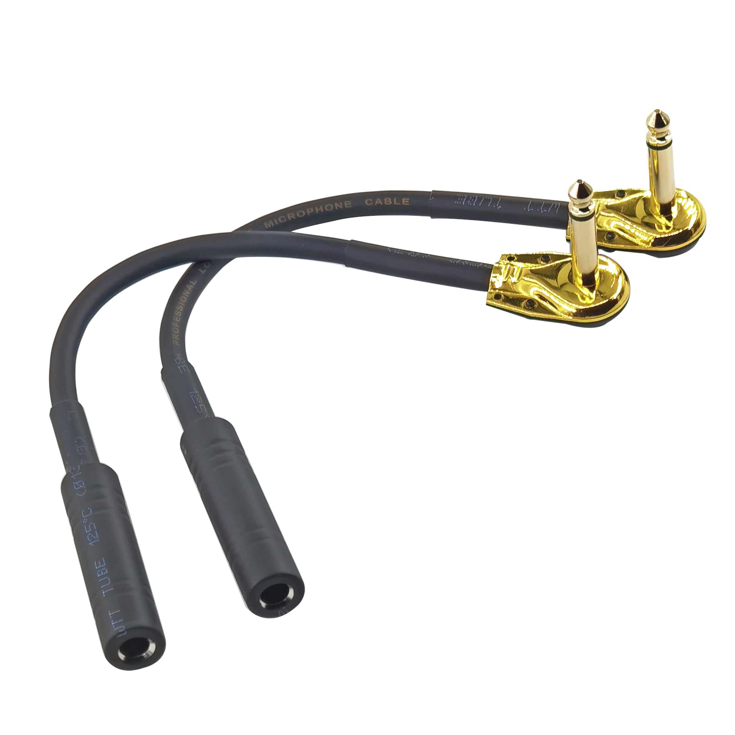 Gold Plated 6.35mm (1/4 Inch) TS Male to TS Female Right Angle Pancake Adapter - for Speaker, Guitar, Patch Cables & Audio Equipment - Perfect for Live Performances, Studio Recording & Home Audio Setups