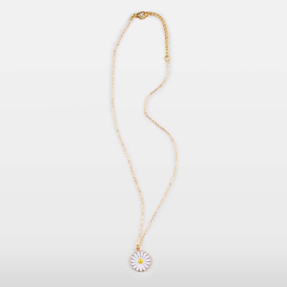 Dulcett Fashion Daisy Pendant Necklace for Women & Girls - Floral Flower Chain Jewelry with White Charm Pendant | Perfect for Birthday Gifts, Anniversaries & Everyday Wear