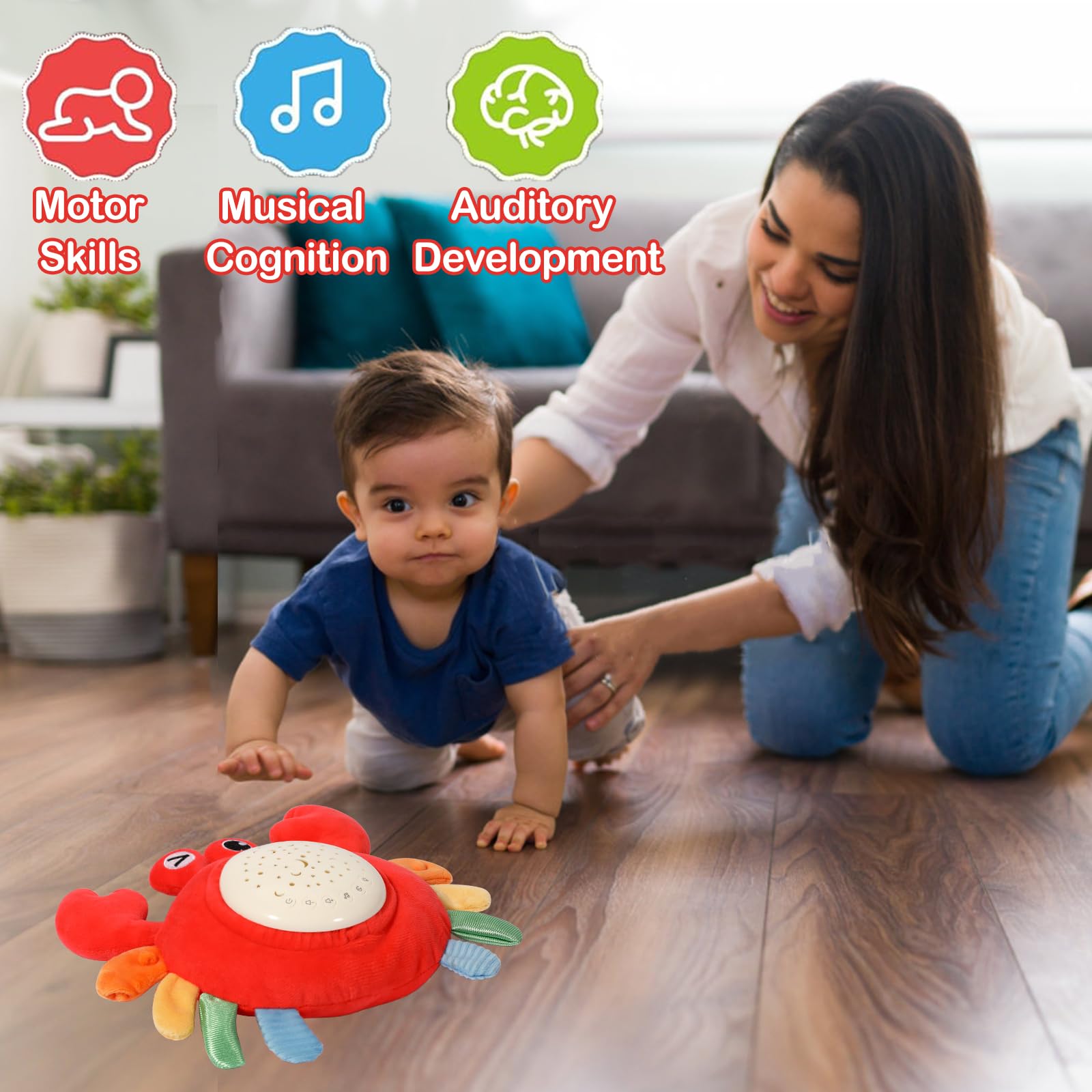 Best Crawling Crab Baby Toys 6-12 Months - Interactive Projection Musical Toy for Infants 0-12 Months | Tummy Time, Sleep Aid & Sensory Development | Perfect Baby Shower & Birthday Gift for Boys & Girls | Ideal for Playtime, Learning & Soothing