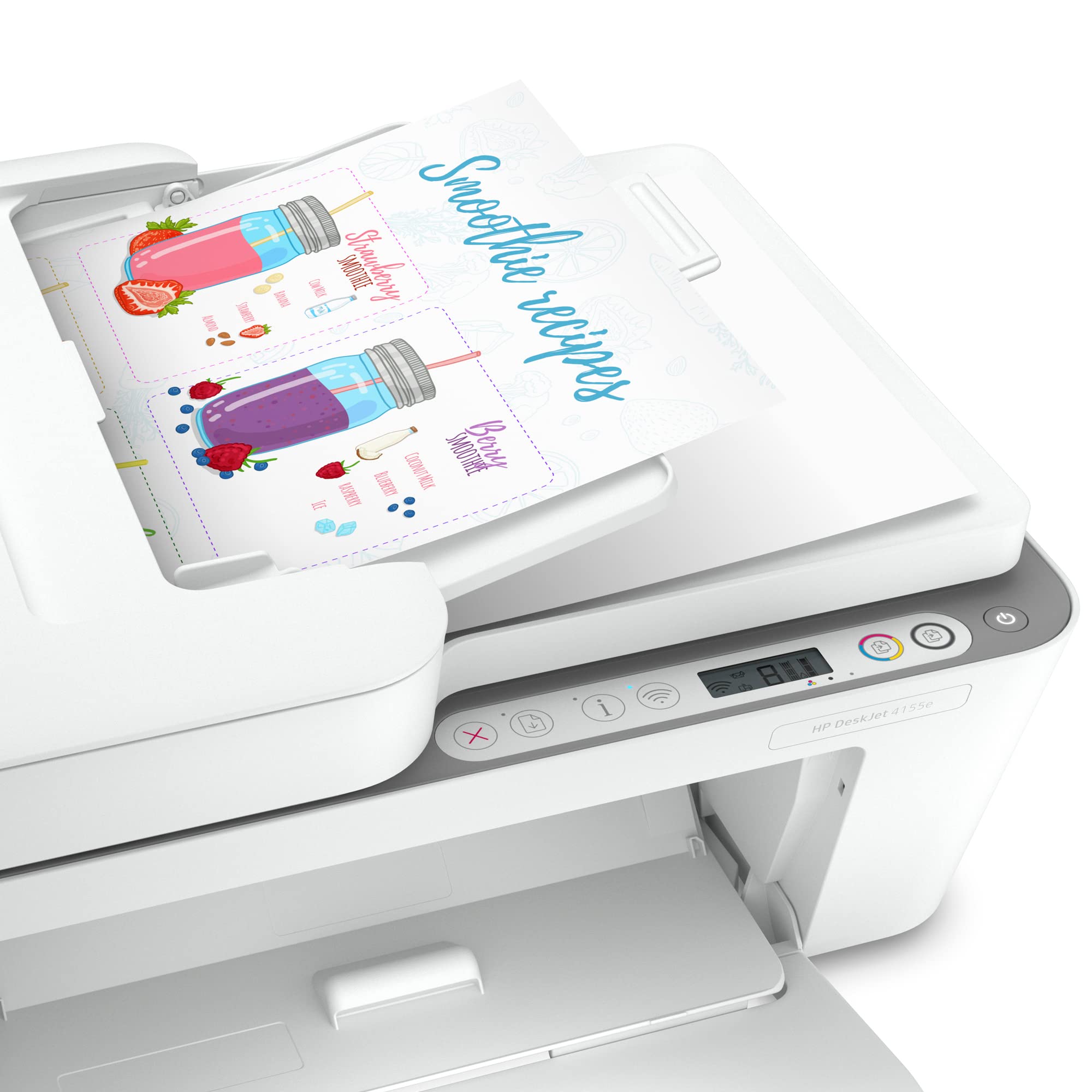 HP DeskJet 4155e Wireless Color Inkjet Printer - Print, Scan, Copy | Easy Setup & Mobile Printing | Ideal for Home & Small Office | Includes 3 Months Instant Ink | White | Perfect for Remote Work & Student Projects