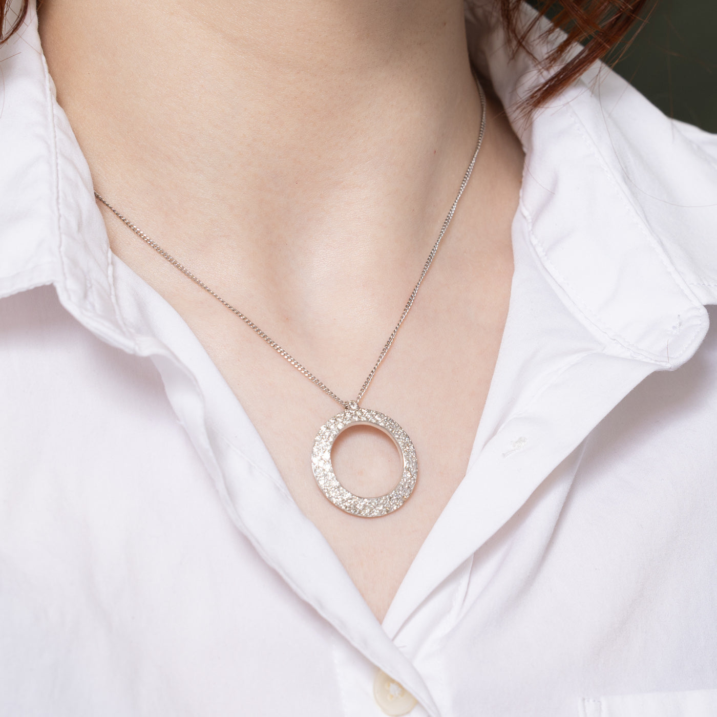 1.25ctw Pavé Set Diamond Circle Pendant Necklace - Elegant Jewelry for Women, Perfect for Weddings, Anniversaries & Special Occasions
