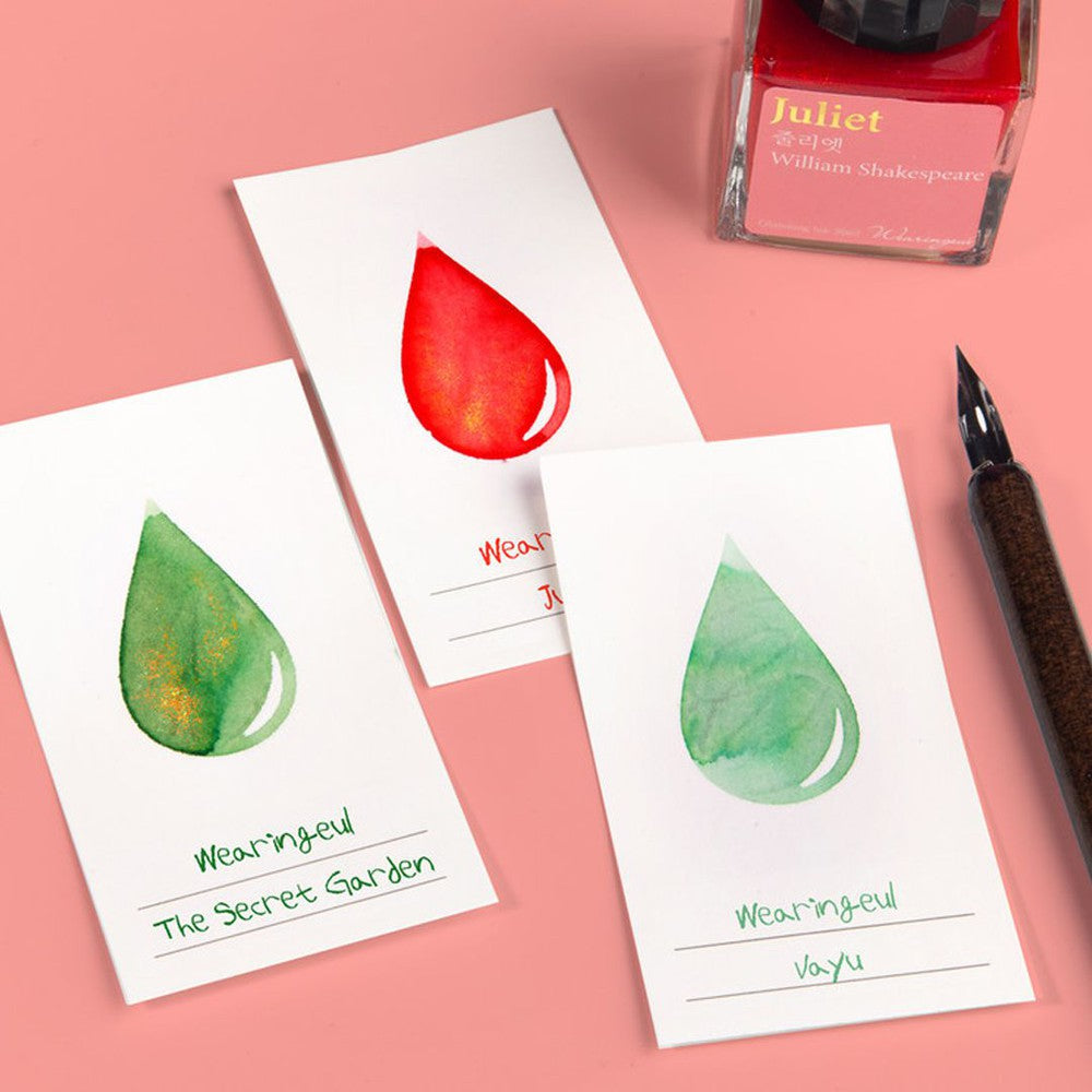 Wearingeul Ink Swatch Cards - 50 Sheets Premium Ink Drop Color Sample Cards for Fountain Pen Testing, Calligraphy & Art Projects | Perfect for Artists, Writers & Stationery Lovers