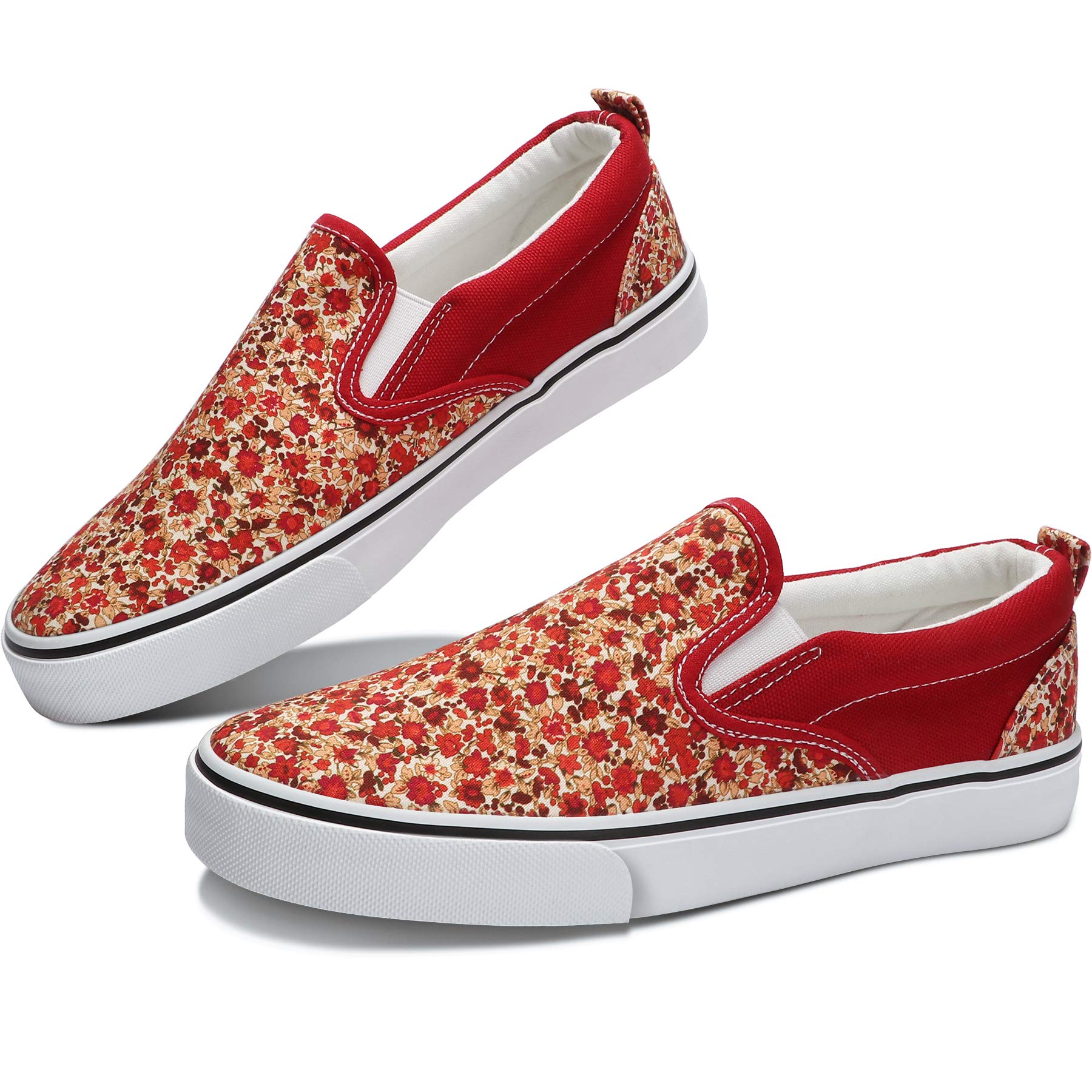 Obtaom Women's White Sneakers & Black Slip-On Shoes - Low Top Canvas Loafers for Casual Wear, Walking & Everyday Comfort