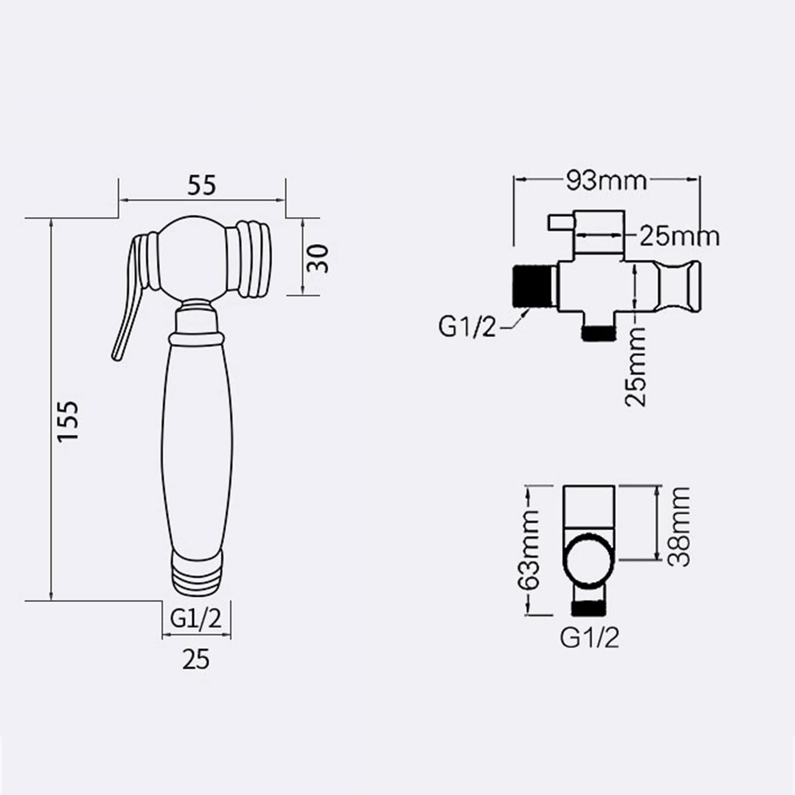 **Brass Handheld Sprayer for Toilet, Baby Cloth Diaper, Feminine & Pet Washing - Portable Attachment with 2m/3m Hose - Ideal for Bathroom, Nursery & Outdoor Cleaning**