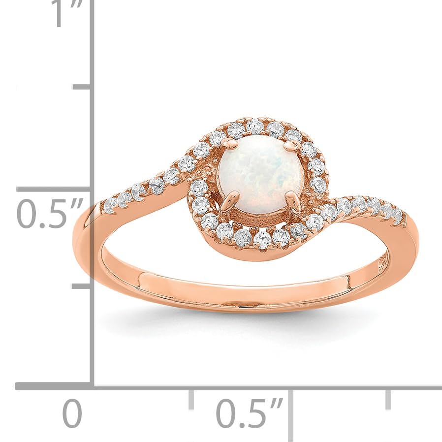 Sterling Silver Rose Gold Tone Created Opal & Cubic Zirconia Halo Ring for Women - Elegant Gift for Valentine's Day, Anniversary or Special Occasion