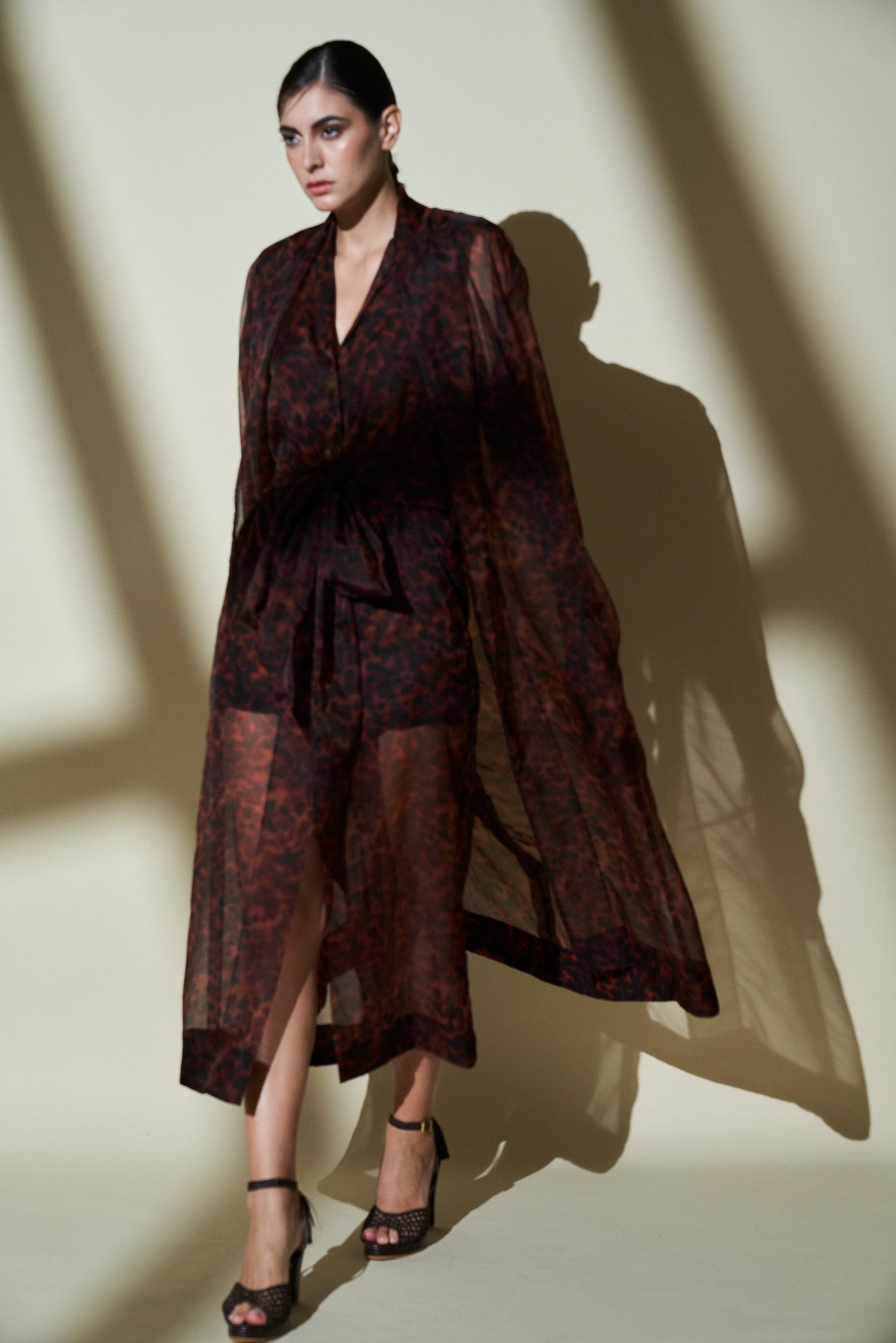 Bhumi Pednekar Stone Print Jacket & Dress Set with Belt - Stylish Women's Outerwear for Casual Outings & Evening Events