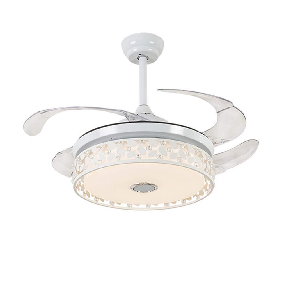 42 Inch Smart Ceiling Fan with Light, Bluetooth Speaker & Remote Control - Modern 7-Color Dimmable LED Chandelier Fan, Ultra Quiet for Bedroom, Dining Room & Living Room - Perfect for Home Cooling & Ambient Lighting (White)