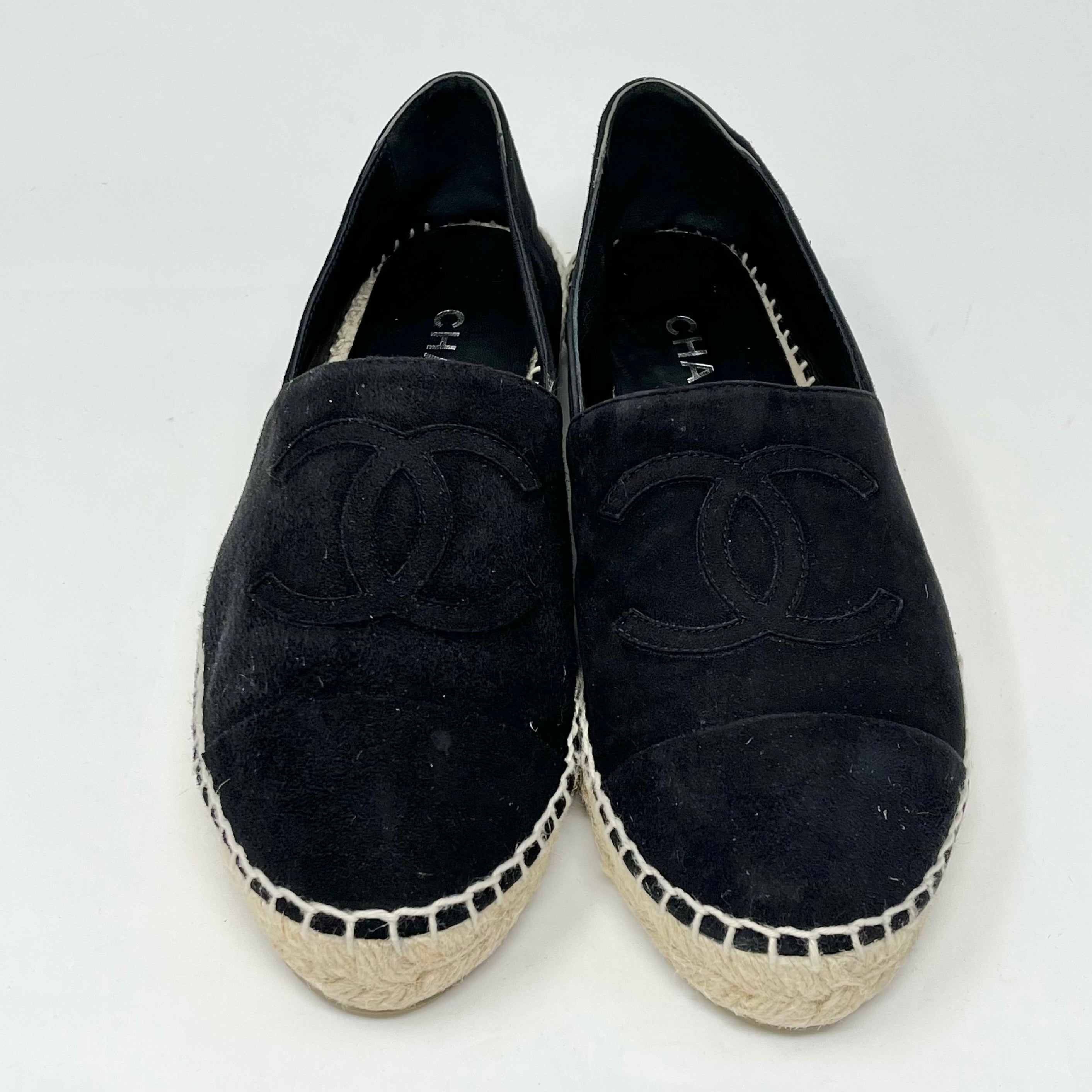 Chanel Classic Espadrille Flats - Women's Comfortable Canvas Shoes with Jute Sole | Perfect for Casual Outfits, Summer Beach Wear & Everyday Fashion