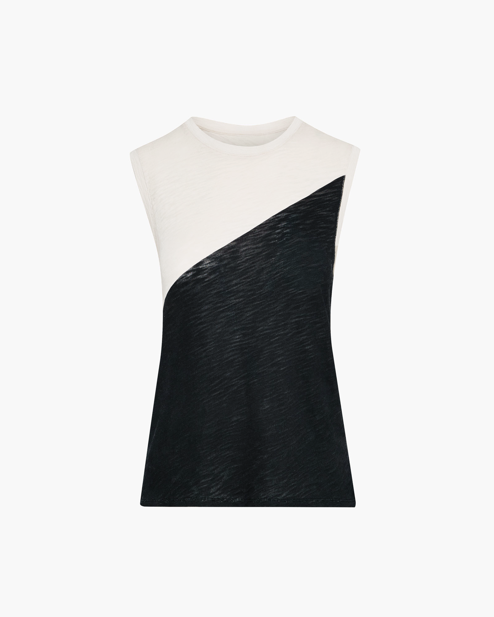 Slub Jersey Sleeveless Schoolboy Colorblock T-Shirt - Soft Beige & Black | Casual Summer Wear for Boys