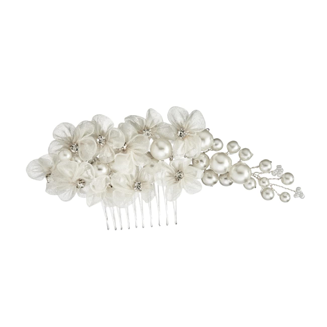 BIUDECO Wedding Hair Comb Clip - Pearl Crystal Floral Bridal Hair Accessories for Women | Hanfu Hairpins, Barrettes & Combs | Perfect for Bridal, Prom, Cosplay & Formal Events