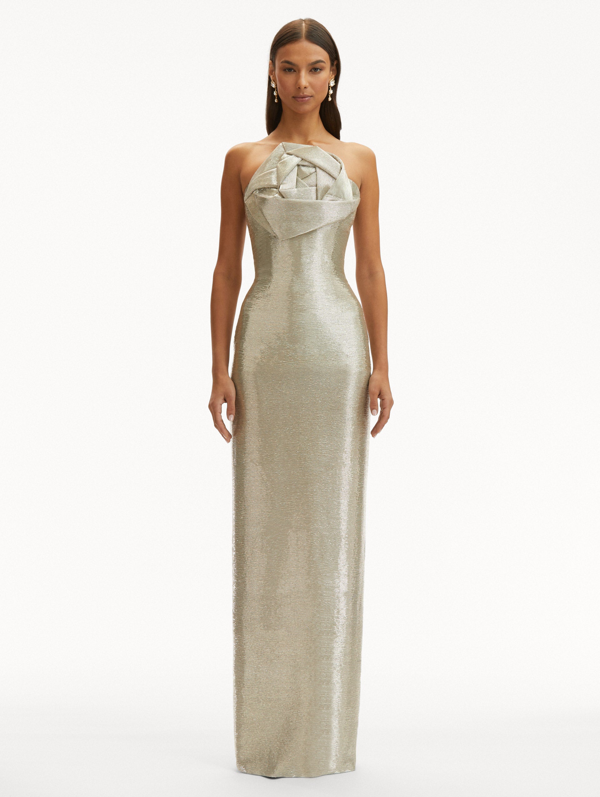 Elegant Rosette Bugle Bead Column Gown for Women - Formal Evening Dress for Prom, Wedding, and Black Tie Events