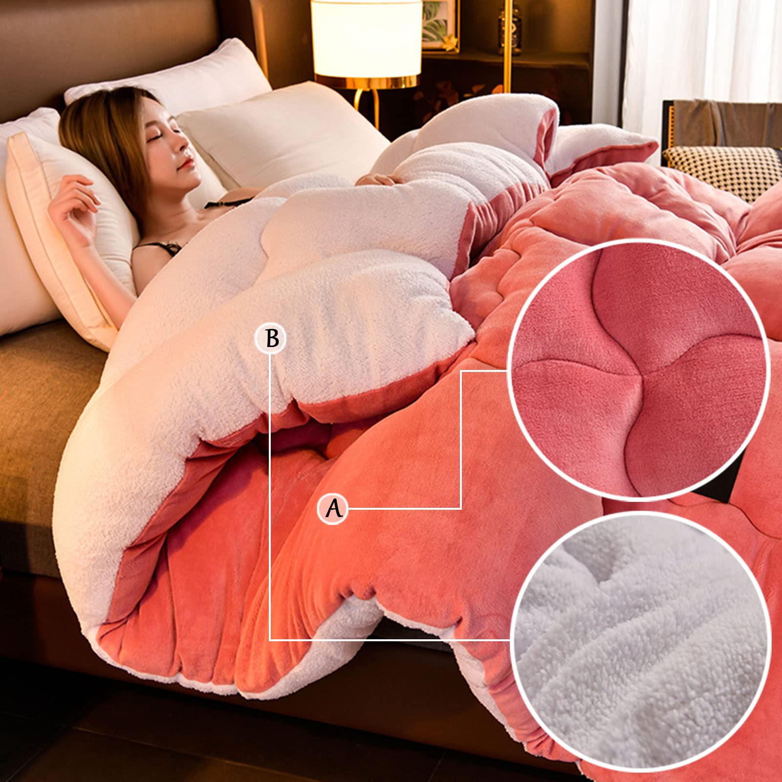 All-Season Quilted Cotton Duvet Insert - Twin Size Winter Comforter (200x230cm, 5kg) | Soft & Warm Thickened Lamb Cashmere Blanket for Bedroom | Perfect for Cold Weather, Guest Rooms & Cozy Nights