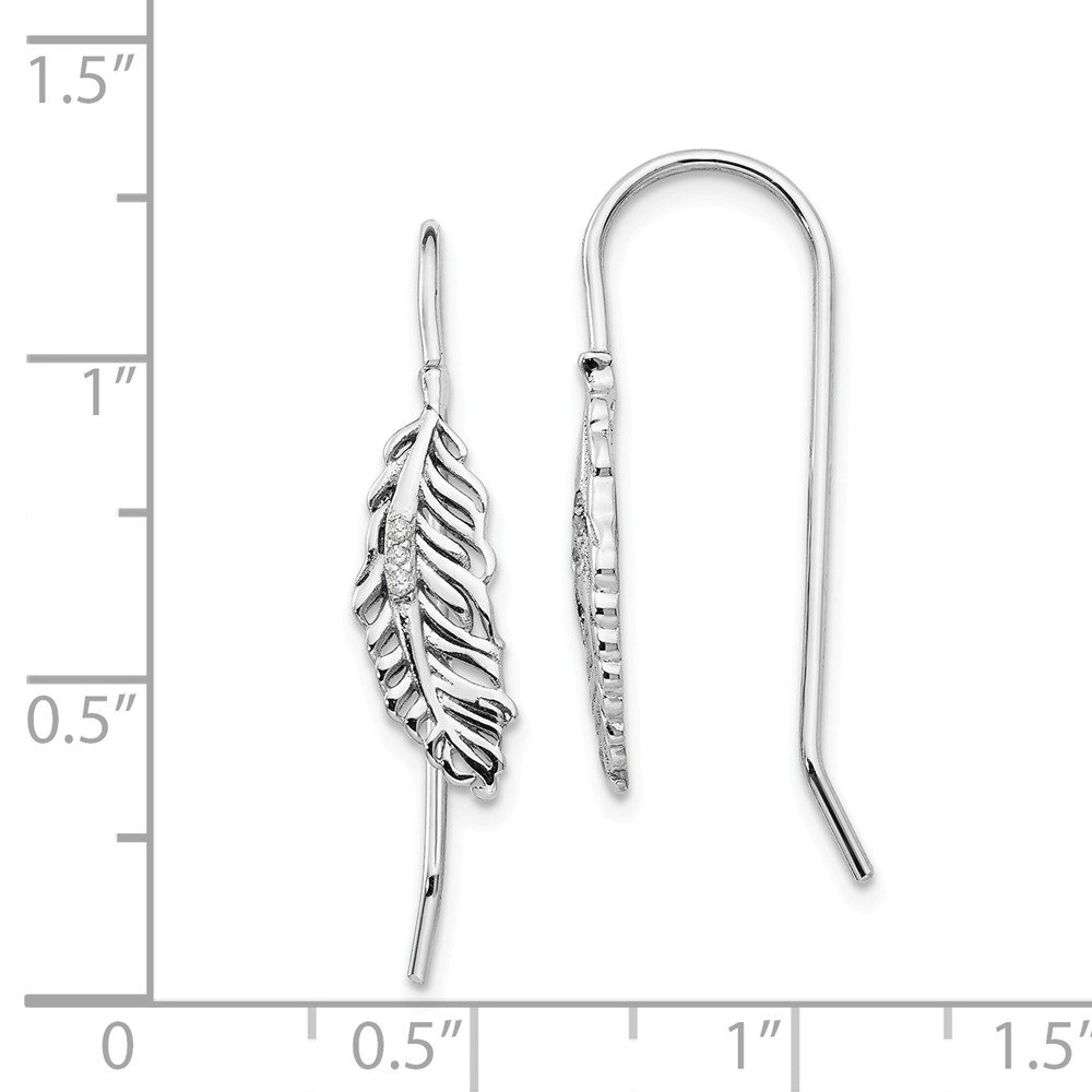 925 Sterling Silver White Ice Diamond Feather Dangle Earrings for Women - Elegant Party & Wedding Jewelry Gift