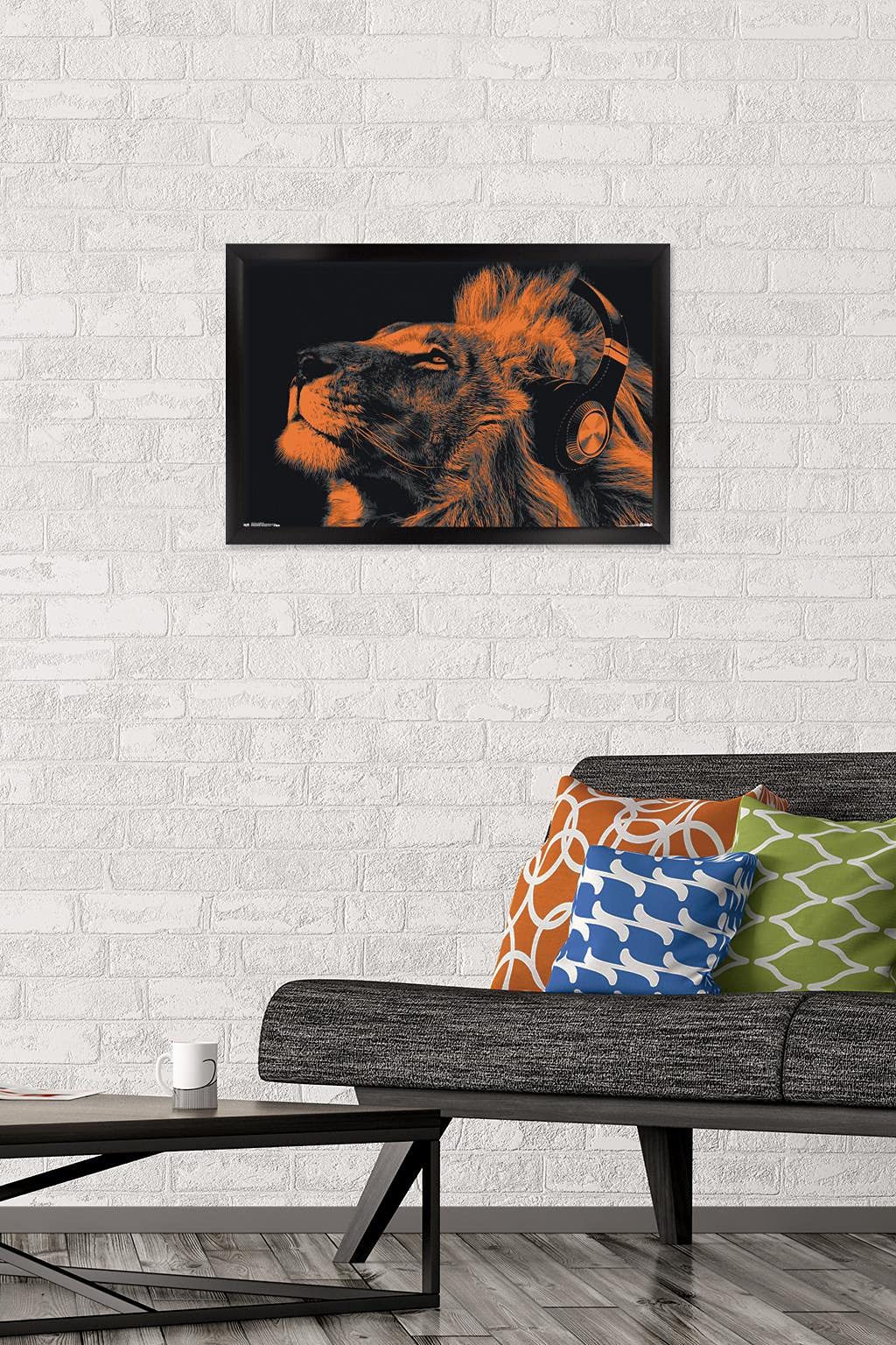 Trends International Lion With Headphones Wall Art Poster - 14.725