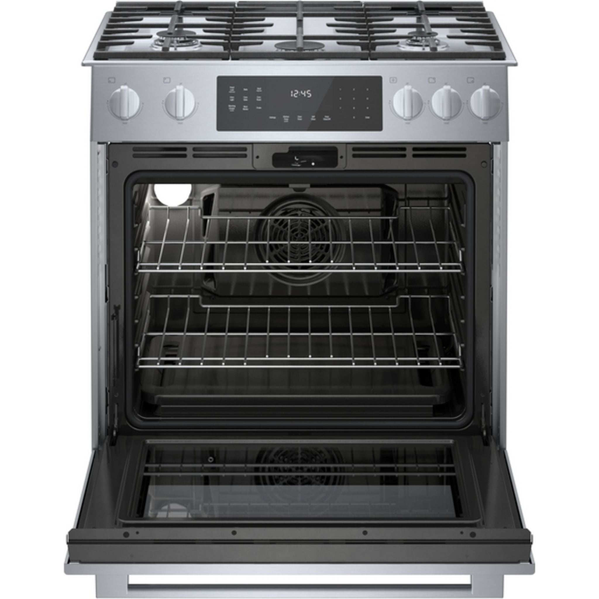 Bosch HGIP056UC 30 Inch Slide-In Gas Range - Stainless Steel, 5 Burners, Convection Oven - Perfect for Modern Kitchens & Home Cooking