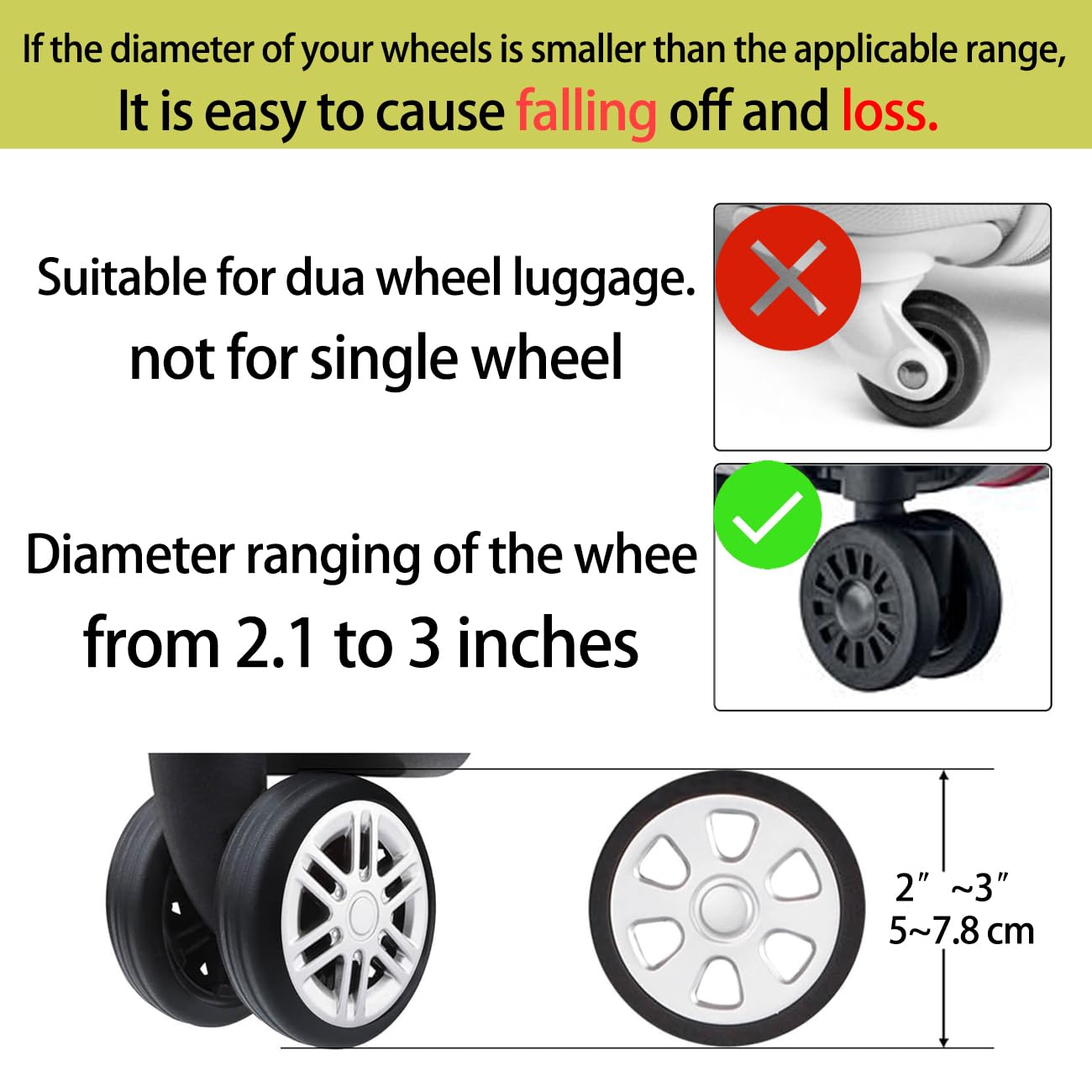 12-Pack Black Silicone Luggage Wheel Covers - Universal Suitcase Wheel Protectors for Most Luggage Sets | Durable, Noise-Reducing Rubber Wheel Guards | Perfect for Travel, Airport Use & Suitcase Protection