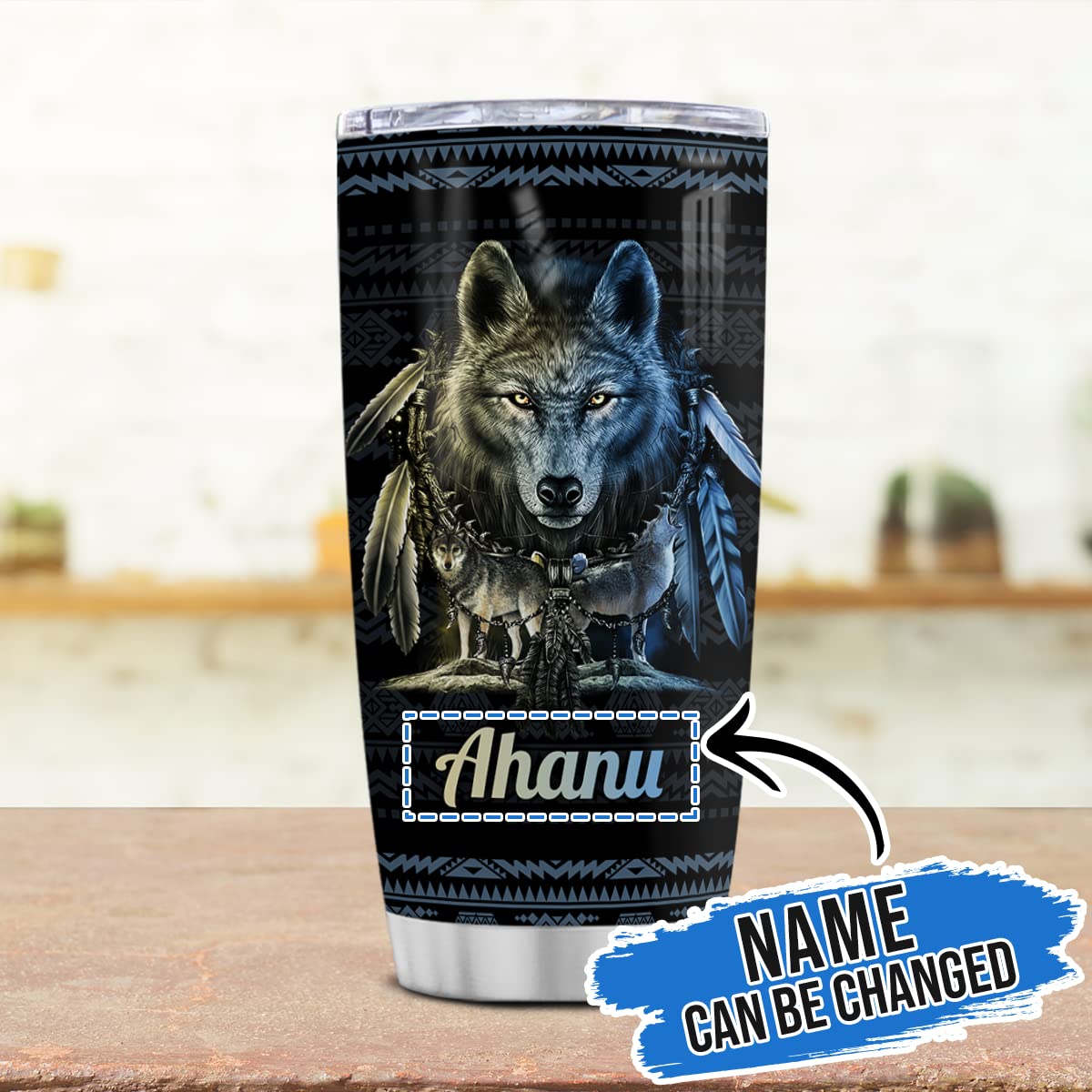 Winorax Wolf Dream Catcher Tumbler - 20oz & 30oz Stainless Steel Travel Mug with Native American Design, Personalized Hippie Wolf Gift for Men & Women | Birthday, Christmas Inspirational Present | Perfect for Camping, Hiking & Outdoor Adventures