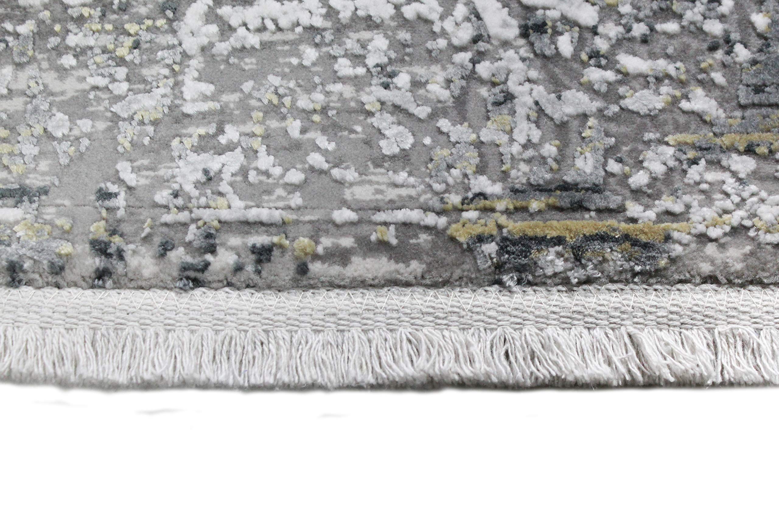 Bashian Collection 4’ x 6’ Grey Area Rug - Premium Power Loom Viscose & Polyester Runner Rug for Entryway, Living Room, Bedroom - Soft & Durable Home Decor for Modern Interior Design