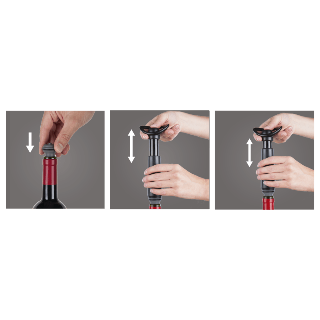 Vacu Vin Wine Saver Gift Set - Black (1 Vacuum Pump + 2 Stoppers) | Preserve Wine Freshness | Perfect for Home Bars, Parties & Wine Enthusiasts