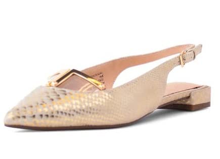 Jacqueline Women's Slingback Pointed Toe Flats - Gold Snake Print Dress Shoes for Work, Party & Special Occasions