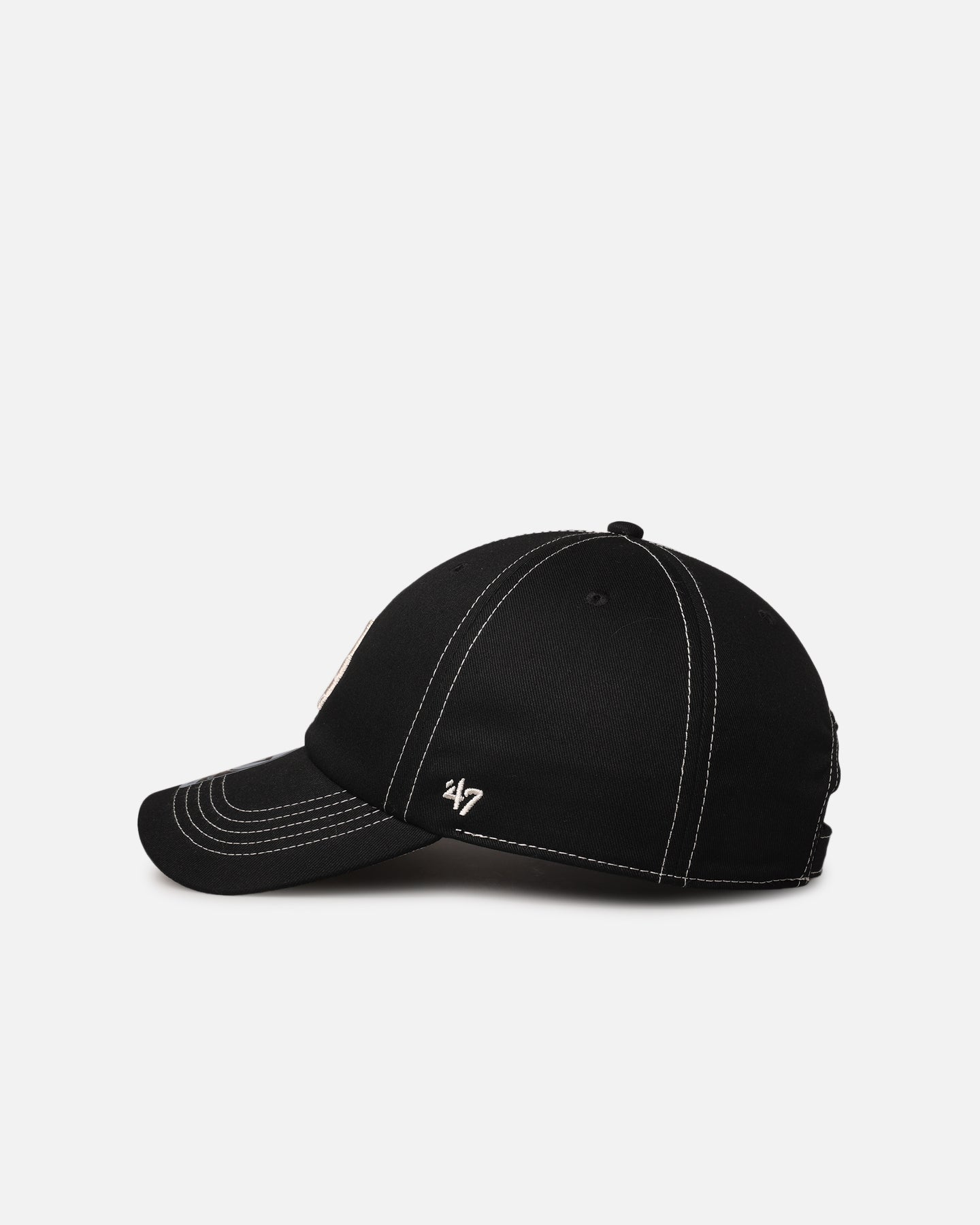 47 Brand Los Angeles Dodgers 'Contrast Stitch' 47 Clean Up Adjustable Strapback Snapback Hat - Black/Bone Colorway for Baseball Fans & Streetwear Fashion