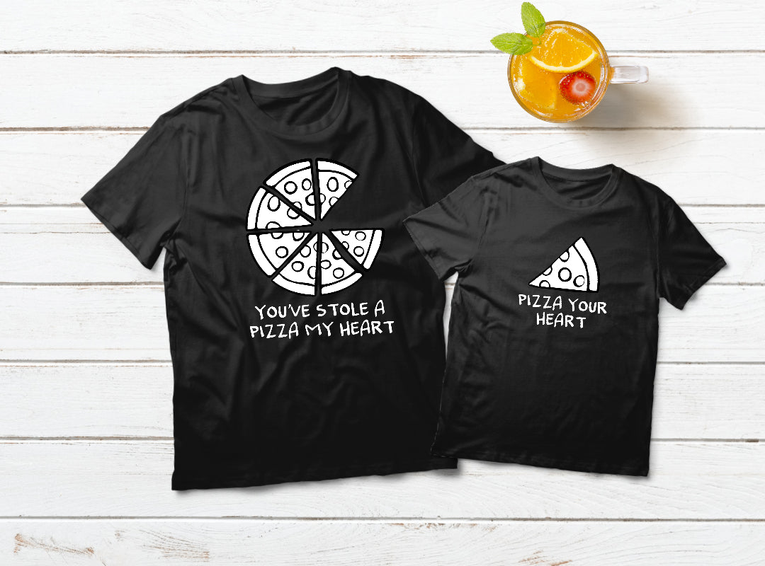 Mom and Son Matching Outfits - Pizza of My Heart T-Shirts | Cute Family Matching Clothes for Mother's Day, Birthday & Photo Shoots
