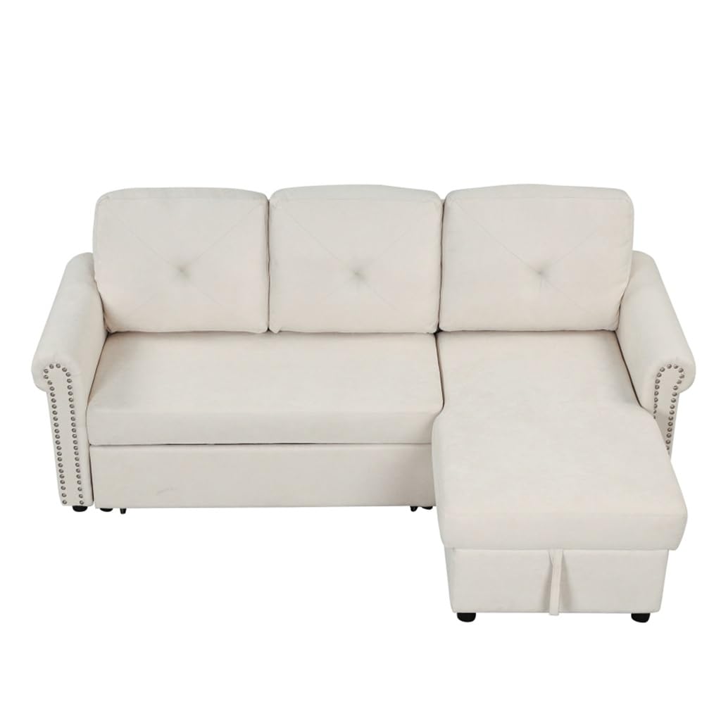 LHLLHL Convertible Sleeper Sofa Bed - 3-Seater L-Shaped Sectional Couch with Storage Chaise Lounge | Modern Living Room Furniture for Small Spaces | Perfect for Apartments, Guest Rooms & Home Offices
