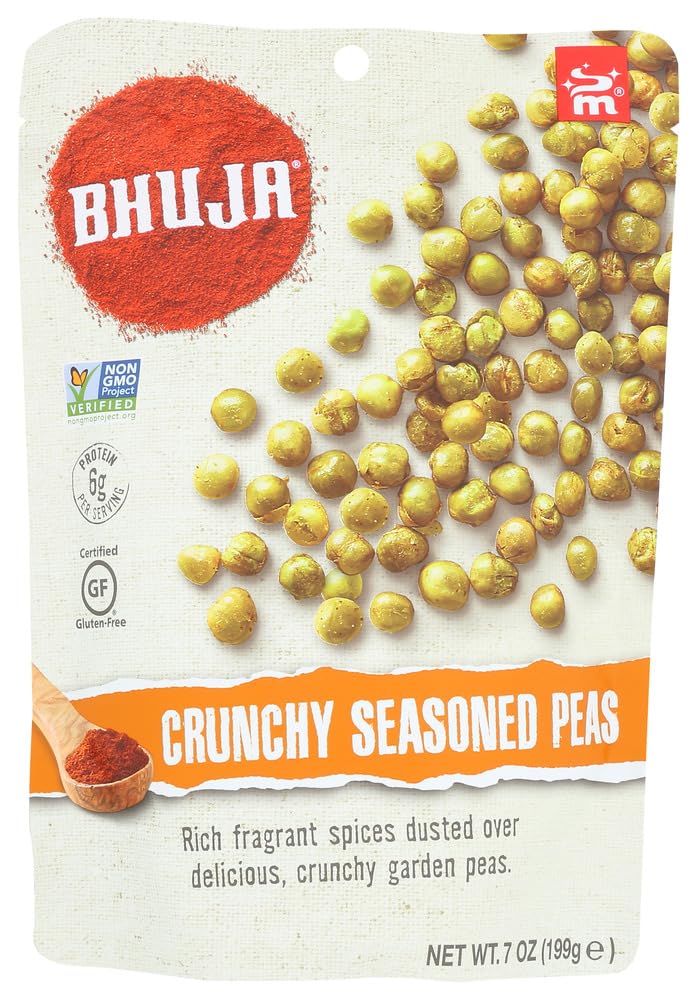 Bhuja Snacks Crunchy Seasoned Peas - Gluten Free, Vegan, Non-GMO - 7 oz (Pack of 2) | Healthy Snack for Office, Travel & Movie Nights