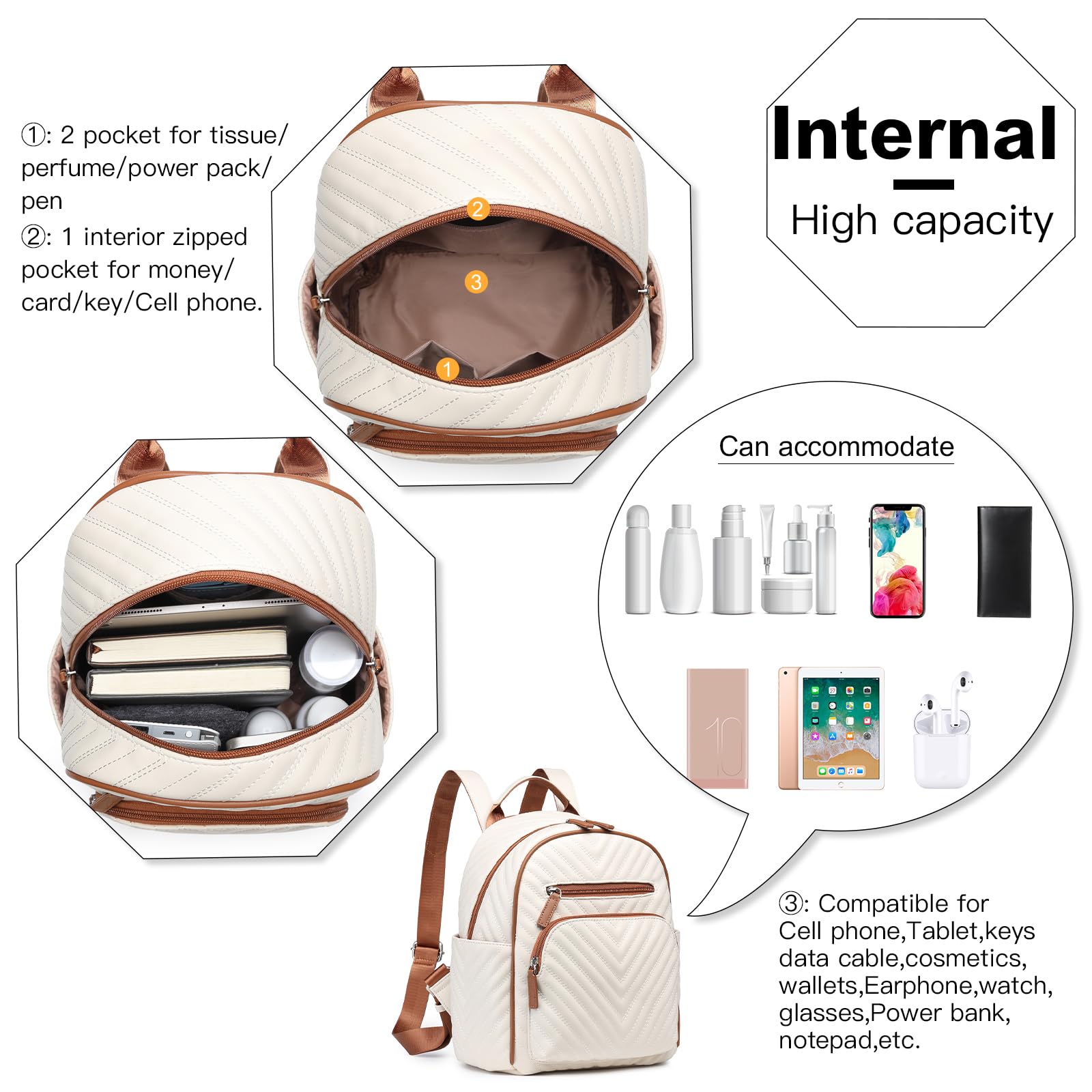 Miss Lulu Women's Fashion Backpack - PU Leather Rucksack for Women & Girls, Anti-Theft Waterproof Daypack, Causal Mini Shoulder Bag | Perfect for School, Travel, Work & Daily Use