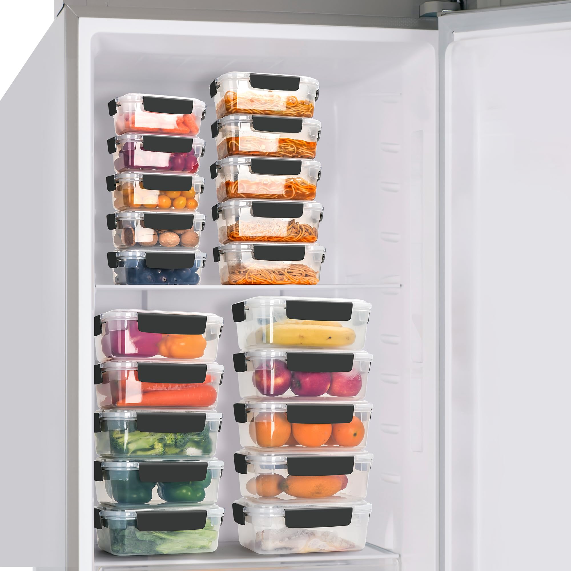 YORY 5-Pack 3-Cup Plastic Food Storage Containers with Lids - Freezer & Dishwasher Safe, BPA-Free, Nestable Rectangle Meal Prep Containers for Leftovers, Lunch, Meal Prepping & Kitchen Organization