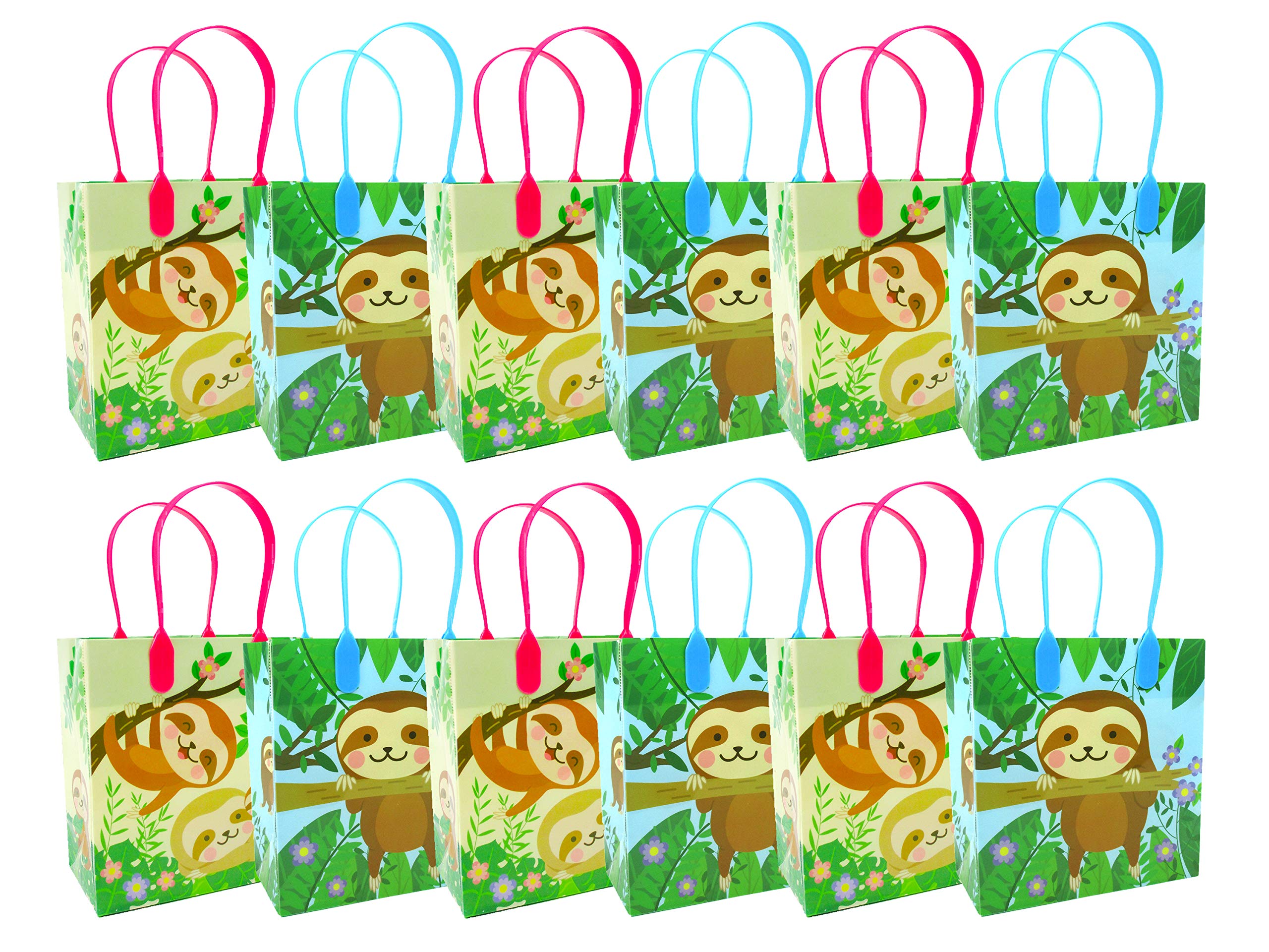 Sloth Themed Party Favor Bags with Handles - 12 Pack Cute Sloth Candy Bags for Birthday Parties, Baby Showers & School Events - Durable Treat Bags for Goodie Bags, Party Decorations & Gift Packaging