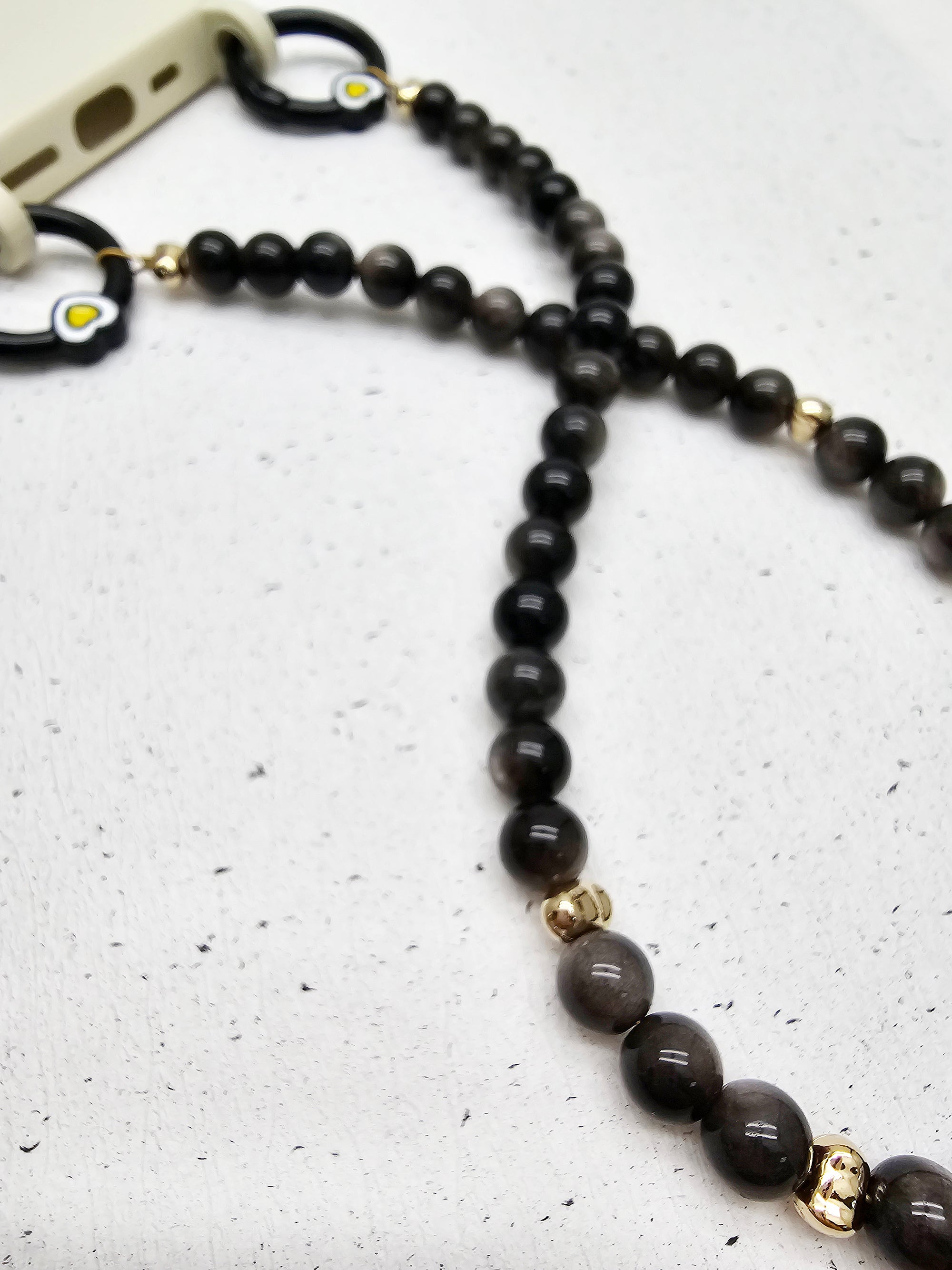Natural Black Obsidian Phone Strap - Protective Charm for Smartphones | Perfect for Daily Use, Travel & Spiritual Protection