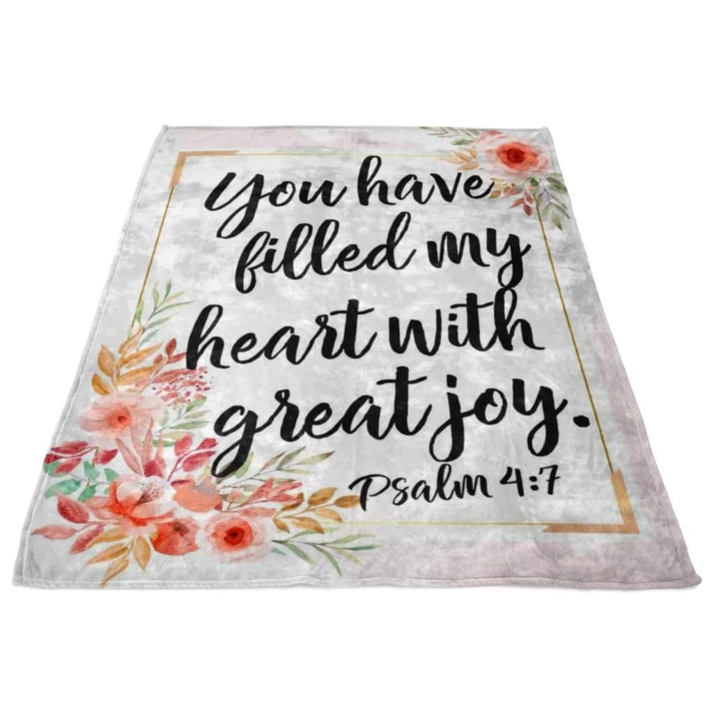Christian Prayer Blanket with Psalm 4:7 Bible Verse - Soft Fleece Religious Blanket for Worship, Bible Study & Comfort - Inspirational Jesus Blanket for Church, Home & Gifts