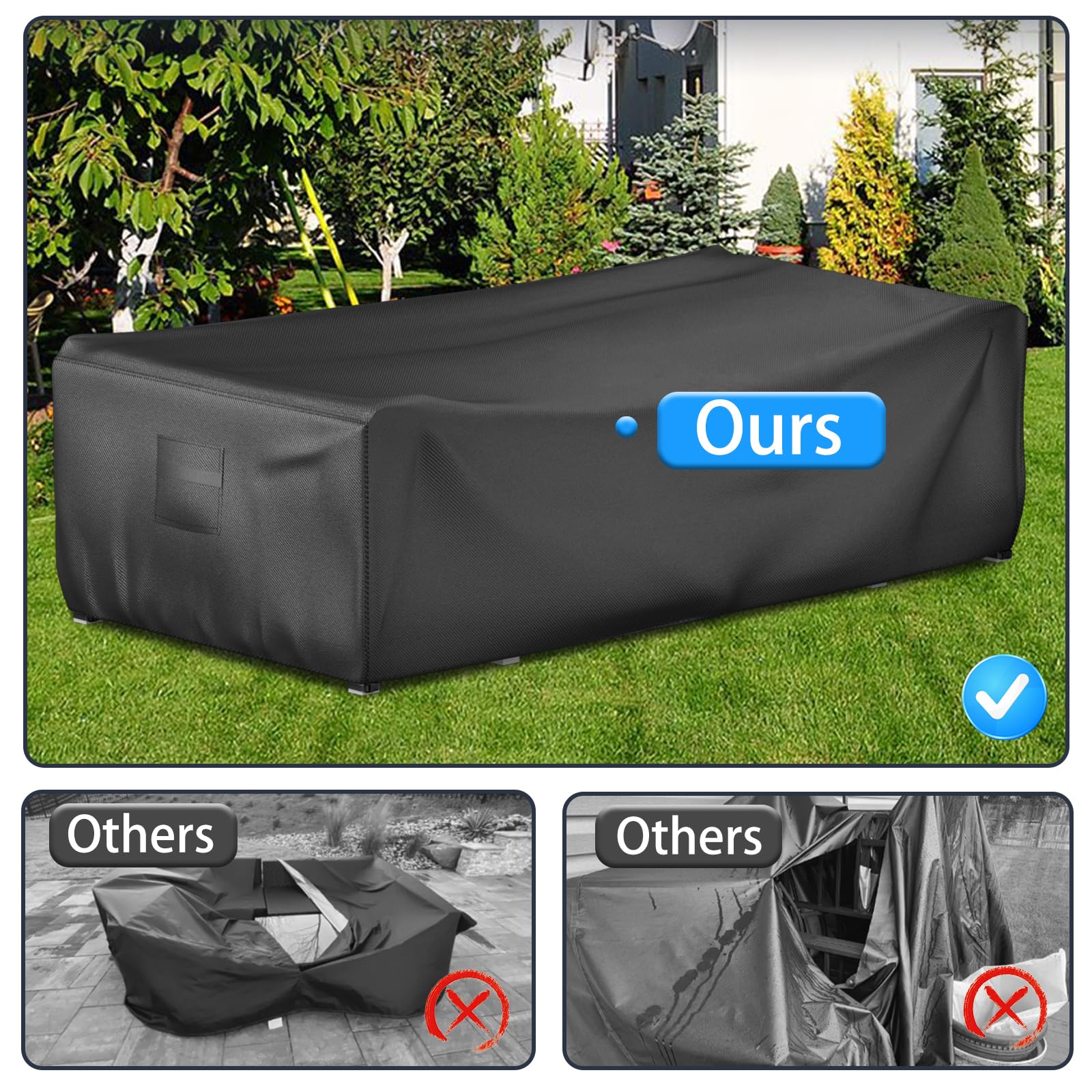Waterproof Patio Furniture Cover Set for Rectangular Table & Chairs - Durable Outdoor Sectional Sofa Protector with Tear-Resistant Dustproof Fabric (74