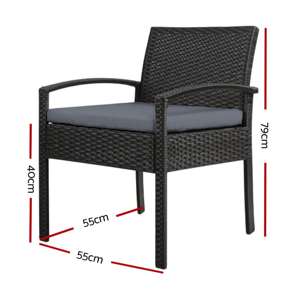 2-Piece Outdoor Dining Chairs Set - Weather-Resistant Rattan Patio Furniture with Cushions - Perfect for Backyard, Garden, Poolside & Balcony Relaxation