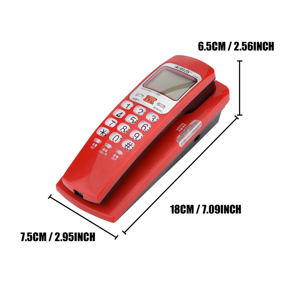 Mini Corded Landline Phone with Caller ID & Backlit Dial - 30 Number Memory, Compact Home Office Telephone (Red) | Perfect for Small Spaces, Bedrooms, and Workspaces