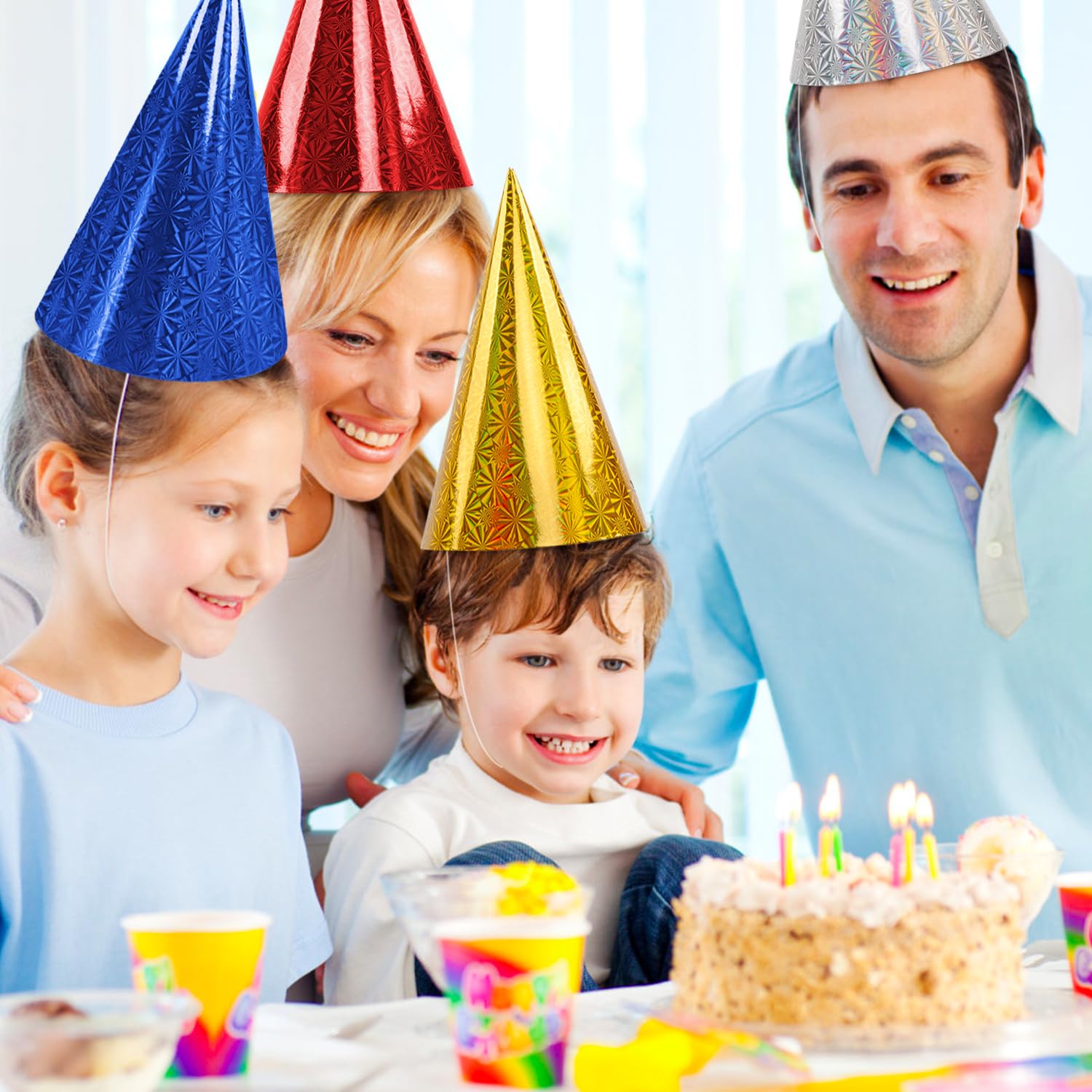 50 Pack Rainbow Birthday Party Hats - Colorful Cone Hats for Kids & Adults - Perfect for Birthday Celebrations, Festivals, and Themed Parties - Bulk Party Supplies for Fun Events