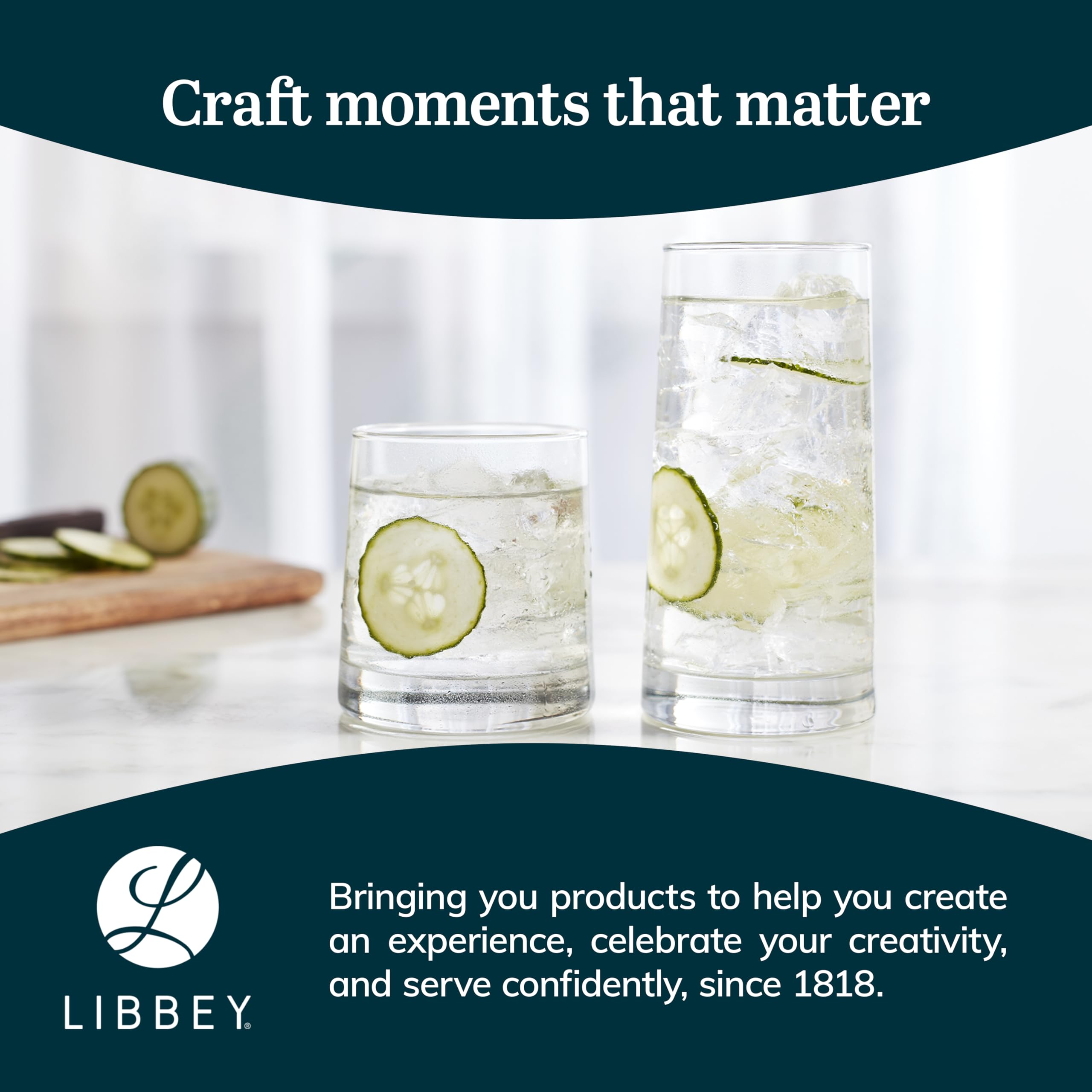 Libbey Cabos 16-Piece Tumbler and Rocks Glass Set - Durable Drinkware for Cocktails, Whiskey & Iced Beverages - Perfect for Home Bars, Parties & Everyday Use