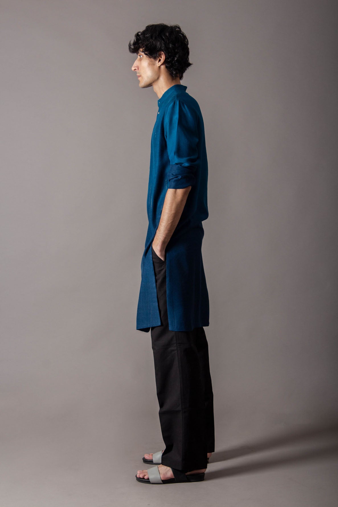 Bade Miyan Kurta for Men - Premium Muga Satin Teal Ombre Indian Traditional Wear - Perfect for Festivals, Weddings & Cultural Events