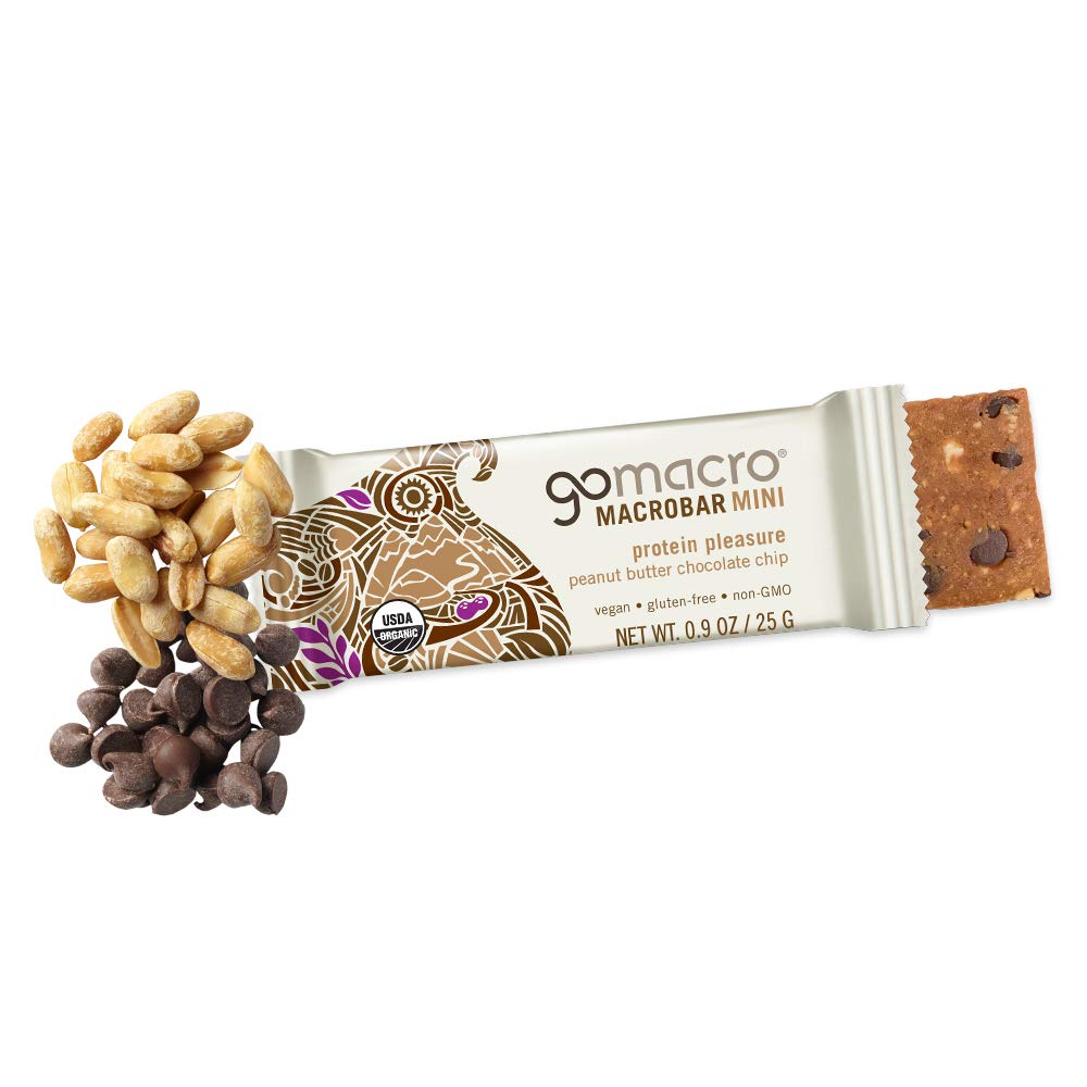 GoMacro Organic Vegan Protein Bars Bundle - Peanut Butter Chocolate Chip Flavor (12 MacroBars 2.4oz + 24 Mini Bars 0.9oz) | Healthy Plant-Based Snacks for Hiking, Workouts & On-The-Go Nutrition