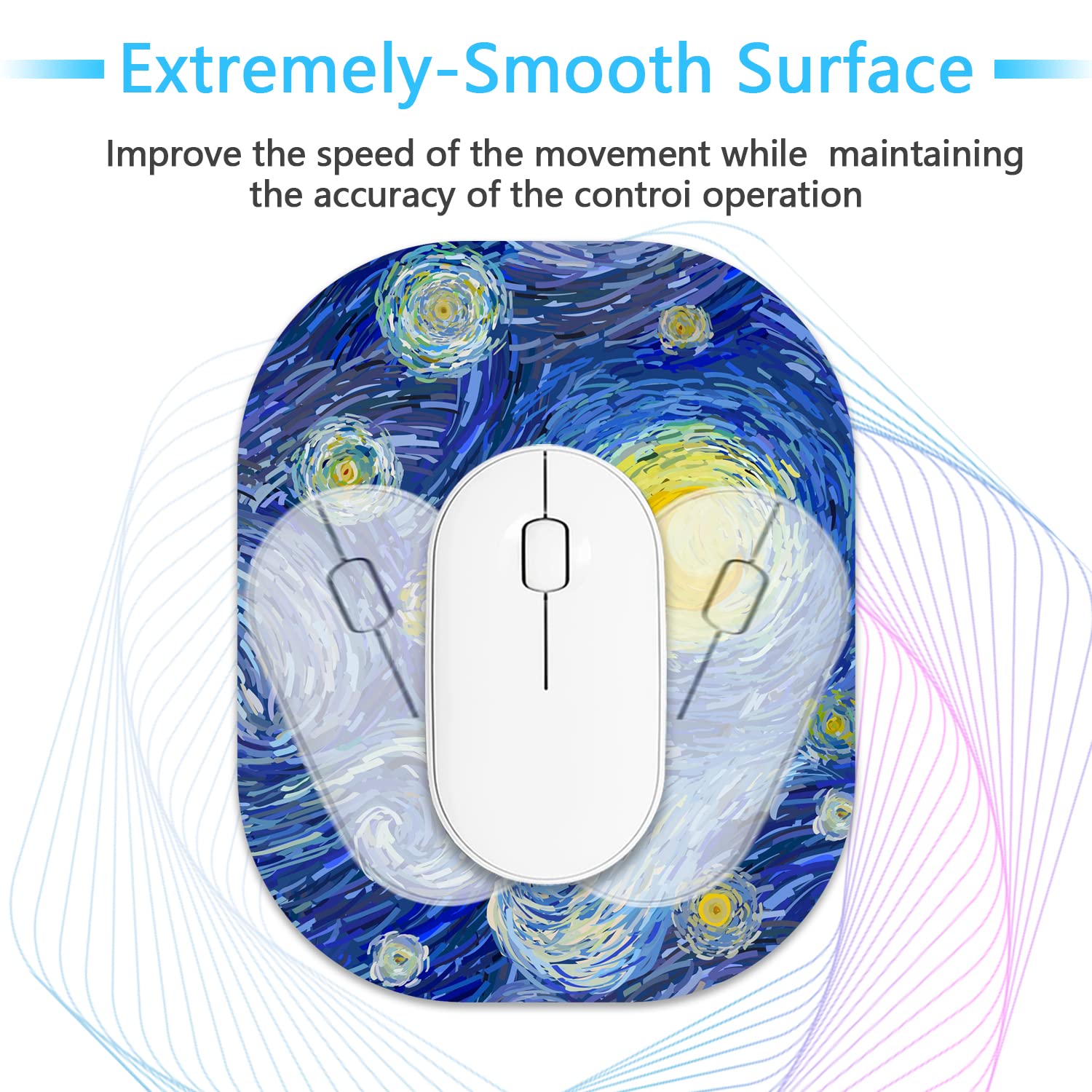 6 x 7 Inch Small Mouse Pad for Laptop - Non-Slip Rubber Base & Waterproof Surface - Perfect for Wireless Mouse, Home Office, and Travel - Abstract Night Sky Design - Ideal for Work Desks, Gaming Setups, and Coffee Shop Use