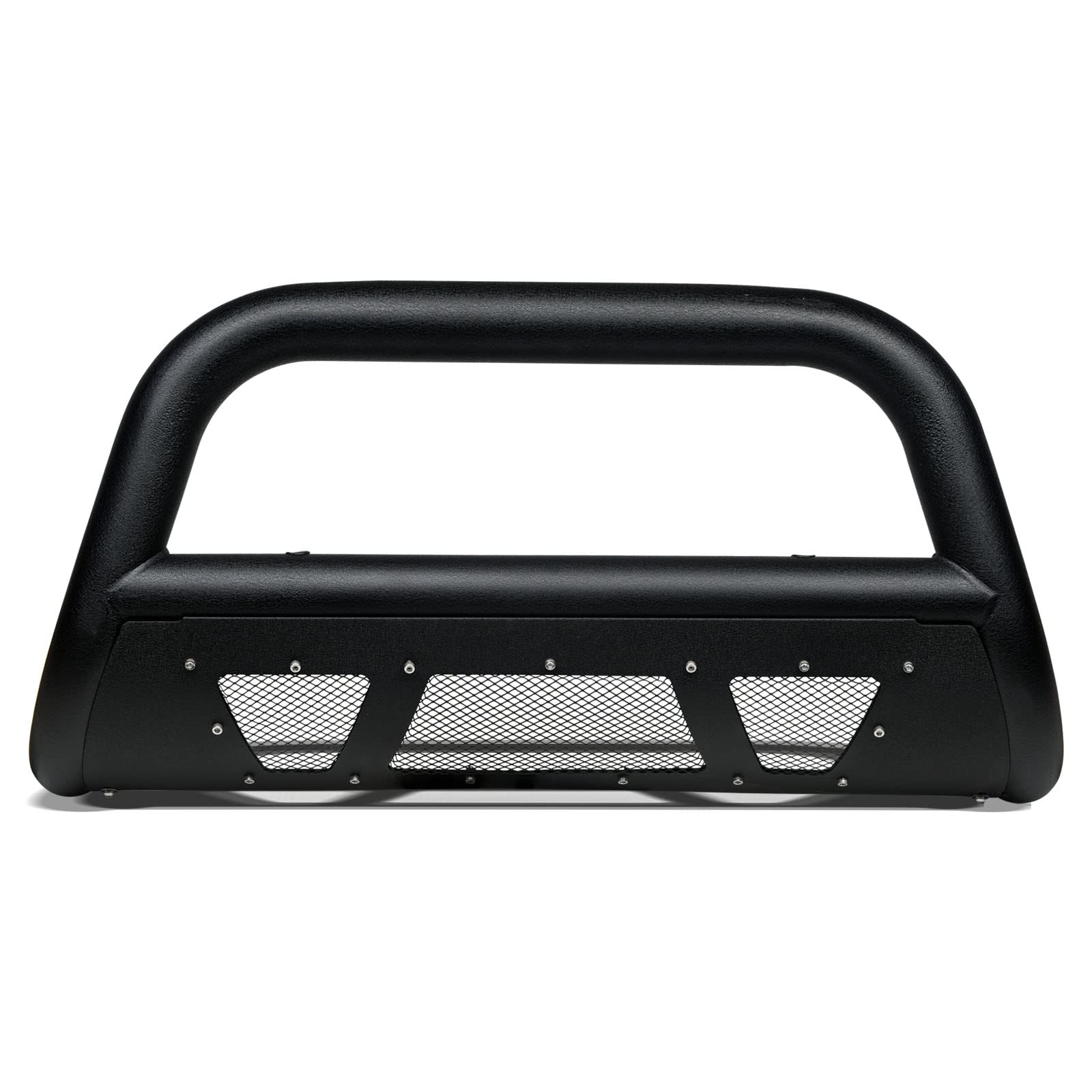 Textured Black Studded Mesh Bull Bar Brush Guard with Skid Plate for 2007-2021 Toyota Tundra - Heavy Duty Front Bumper Grille Protection for Off-Road & Truck Accessories